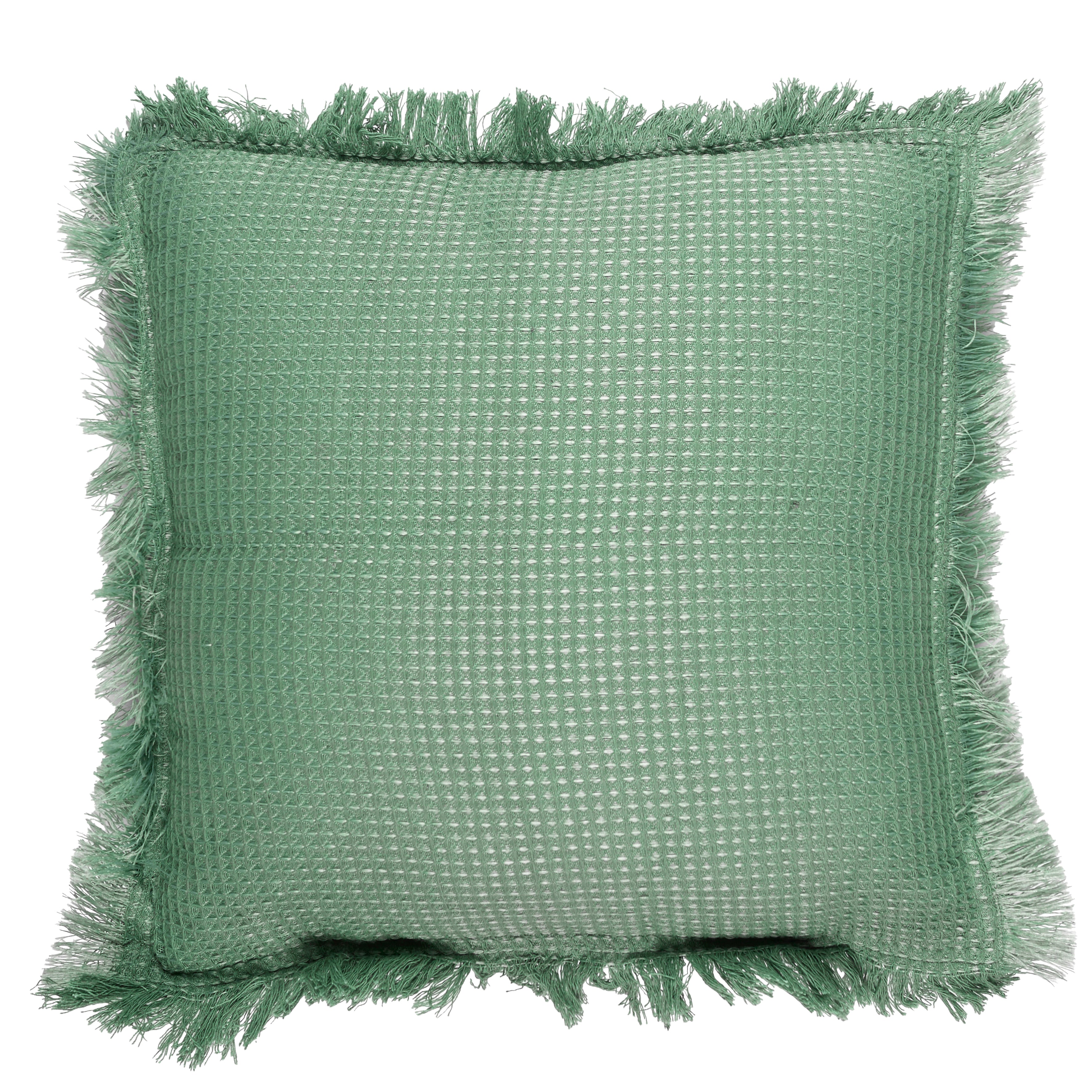 COUSSIN GAUFRE VERT SAUGE 40X40CM