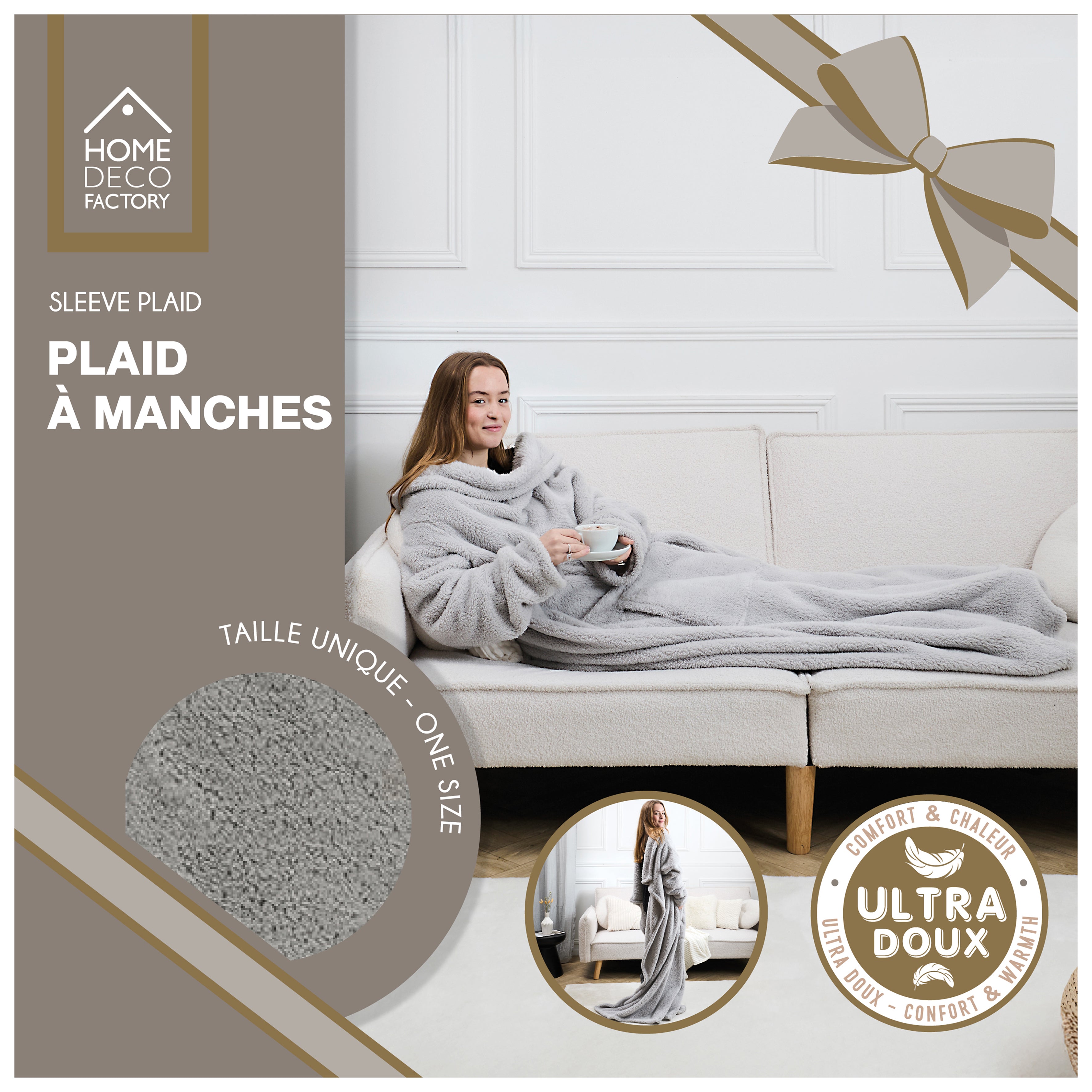 PLAID A MANCHES GRIS CLAIR