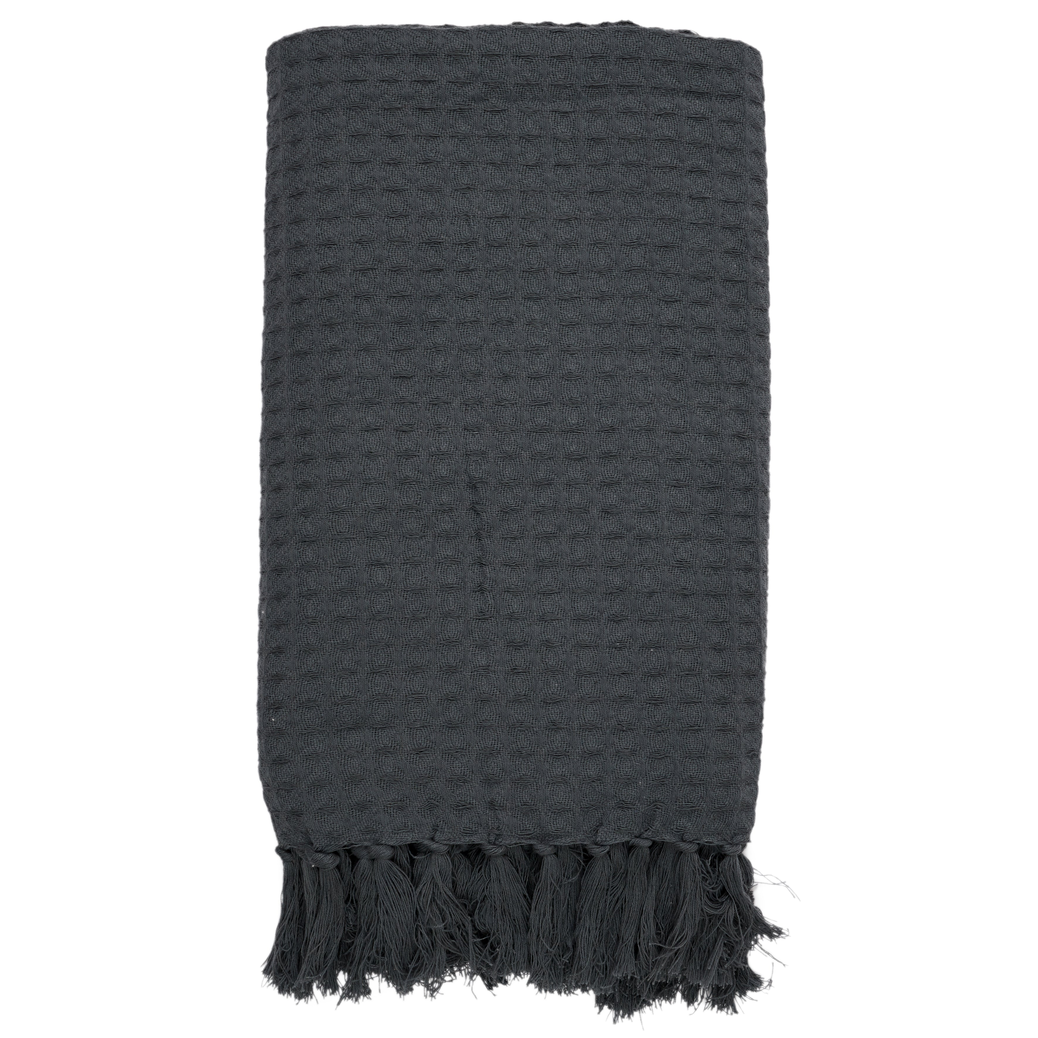 JETE DE CANAPE GAUFRE GRIS ANTHRACITE 130X160CM