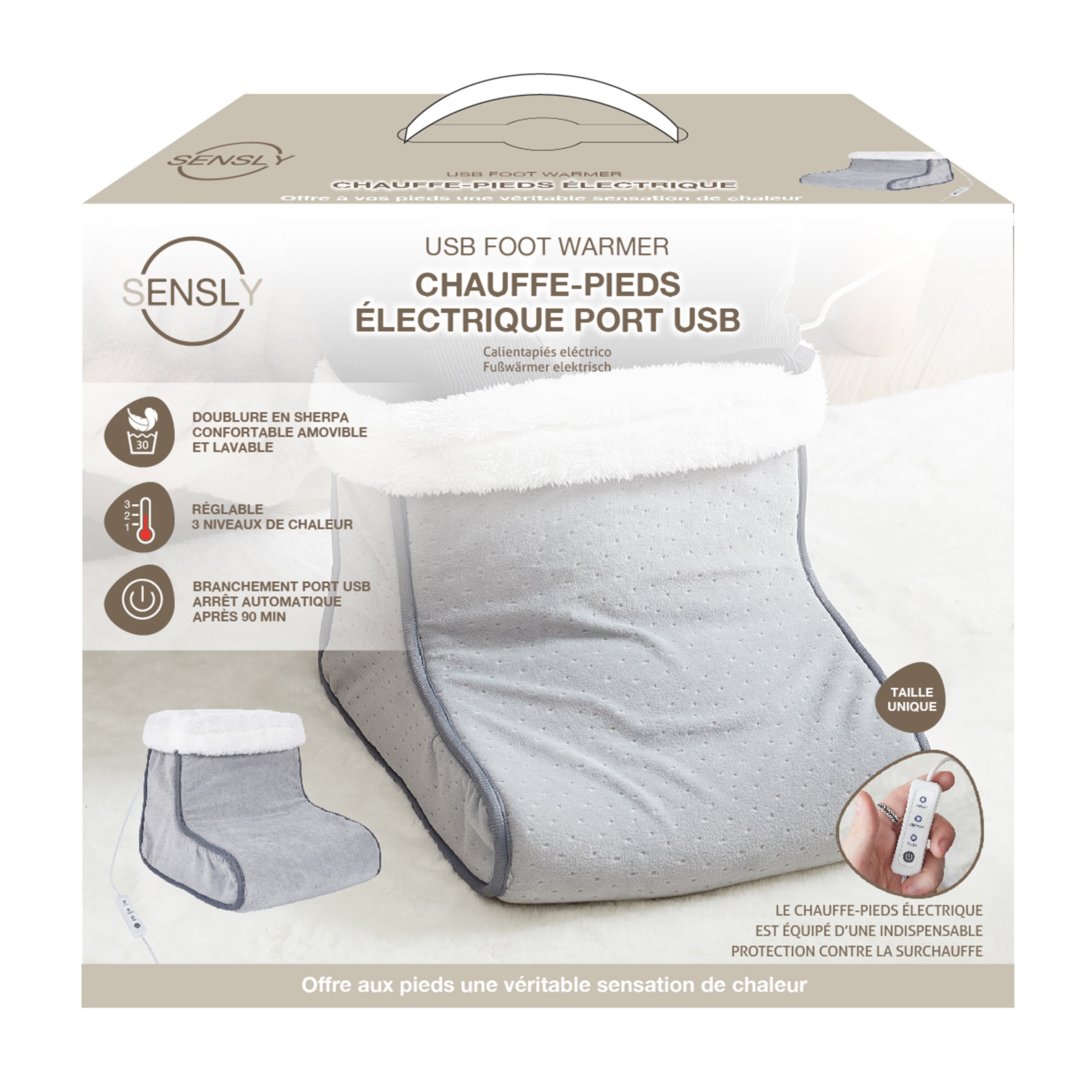 CHAUFFE PIEDS ELECTRIQUE PORT USB 30X30CM