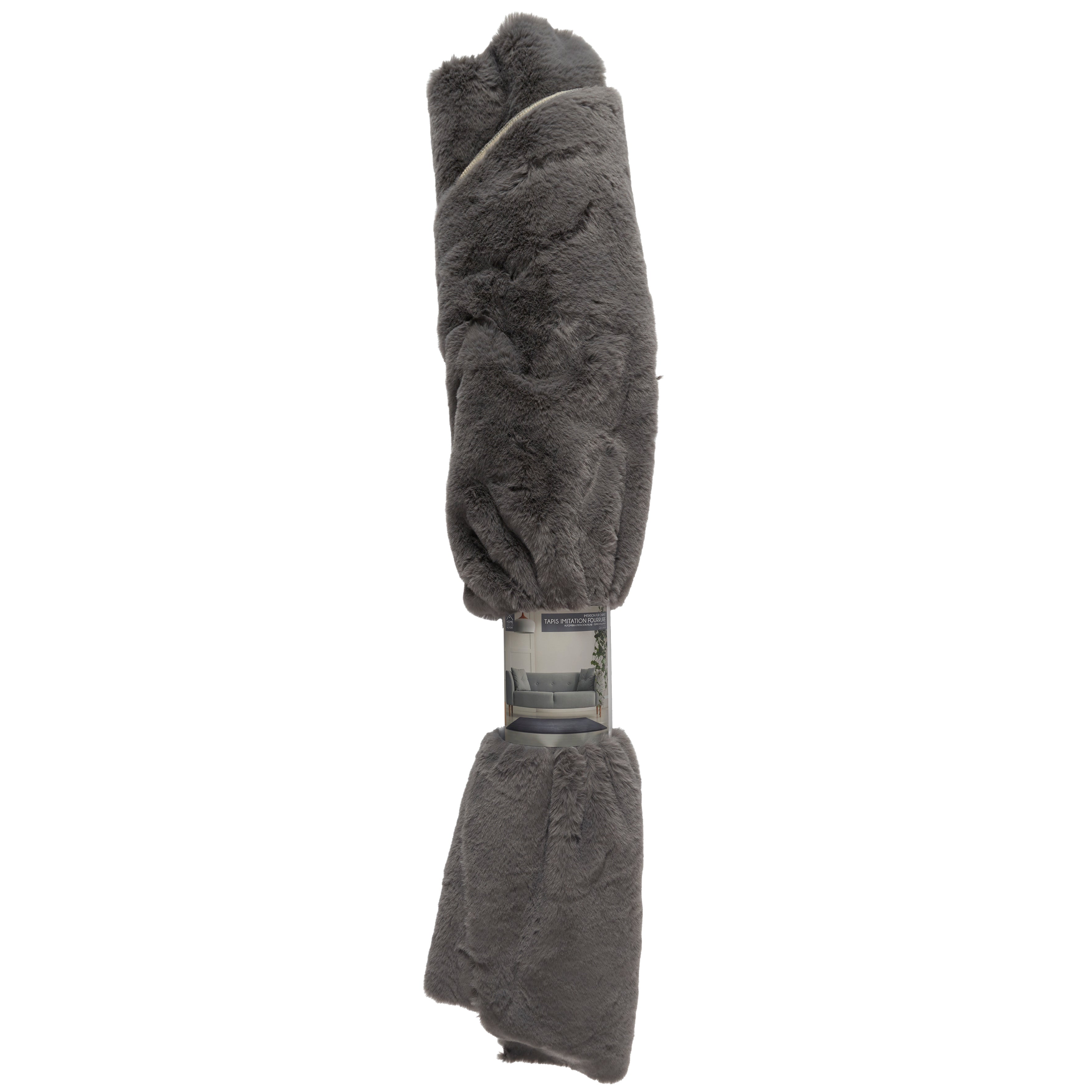 TAPIS IMITATION FOURRURE FIN GRIS 120X170CM