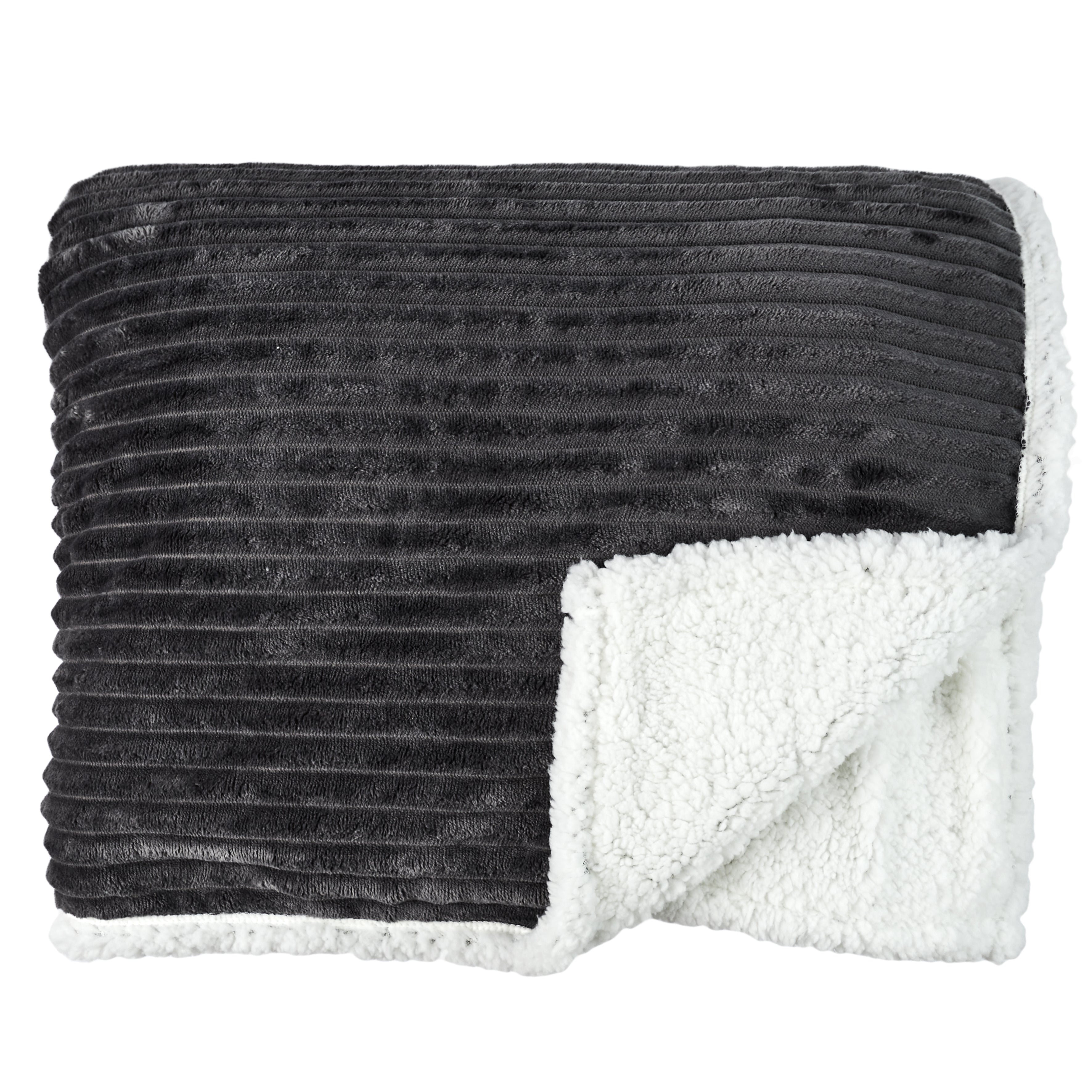 PLAID FLANELLE COTELE SHERPA GRIS 180X220CM