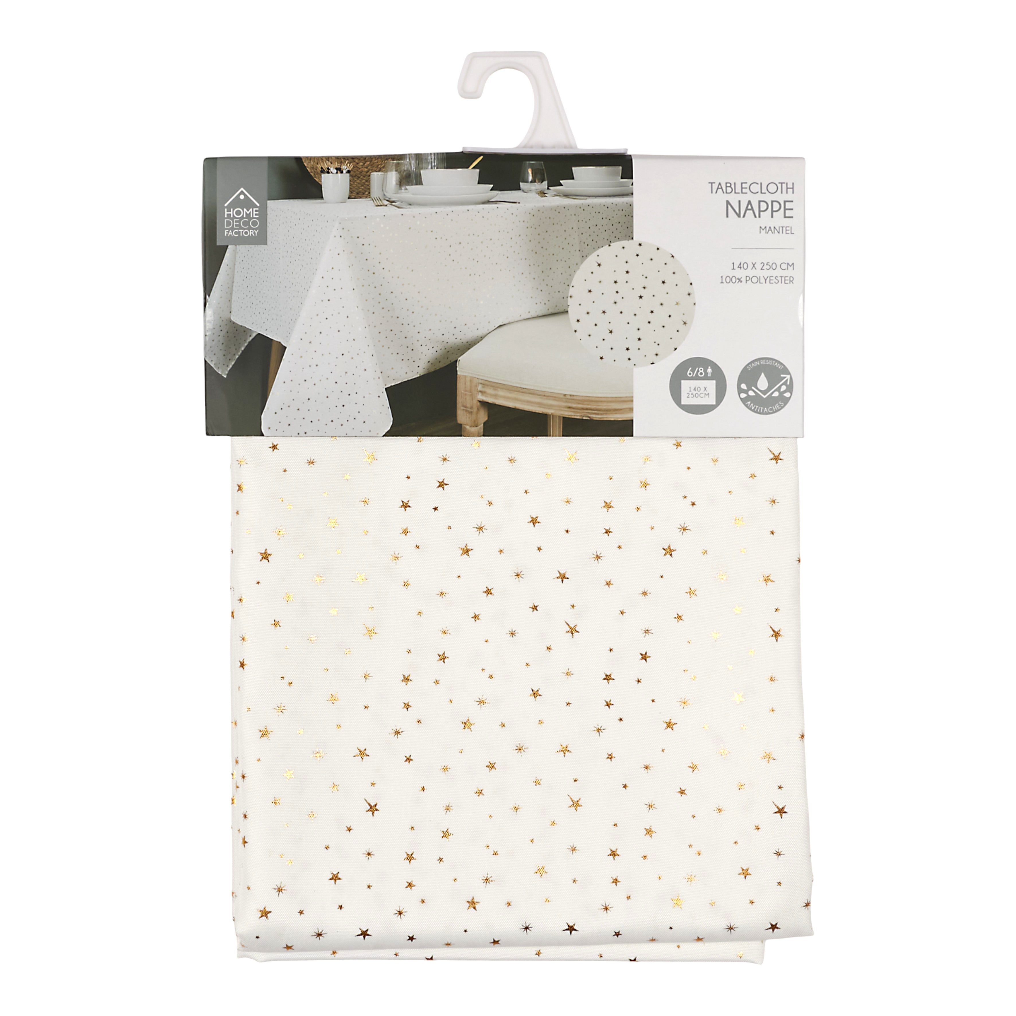 NAPPE MOTIF ETOILE DOREE 140X250CM