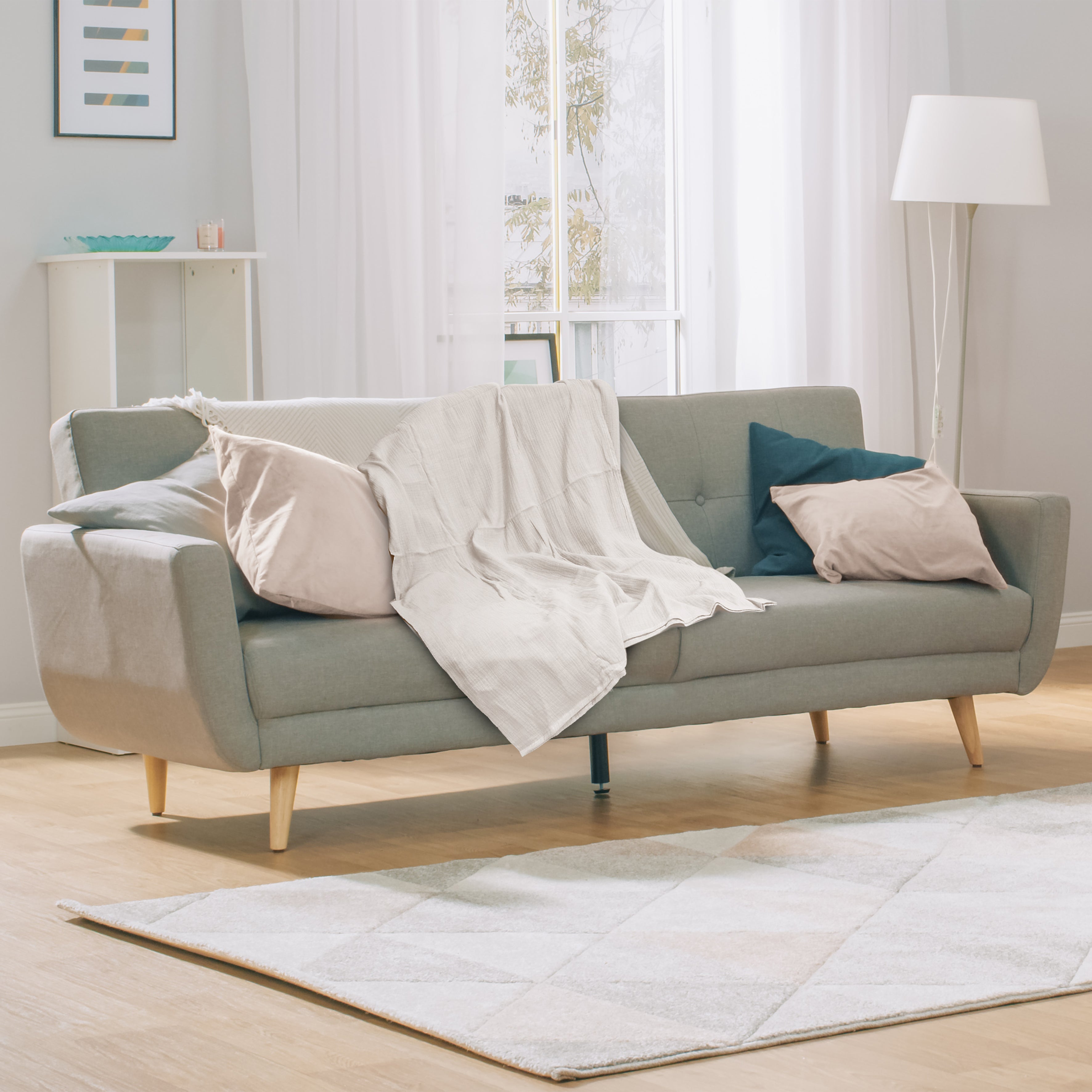 PLAID JETE GAZE DE COTON BLANC CRAIE 120X150CM