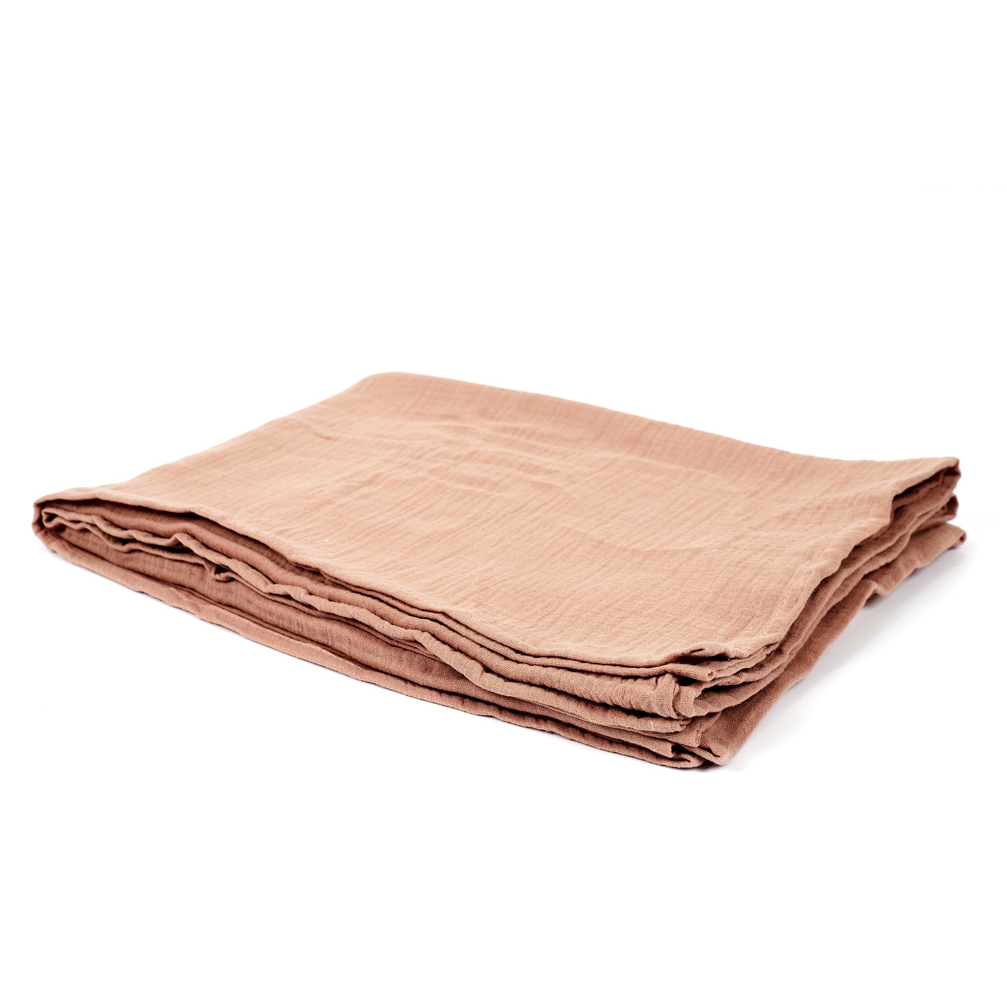 PLAID JETE GAZE DE COTON ROSE LITCHI 120X150CM