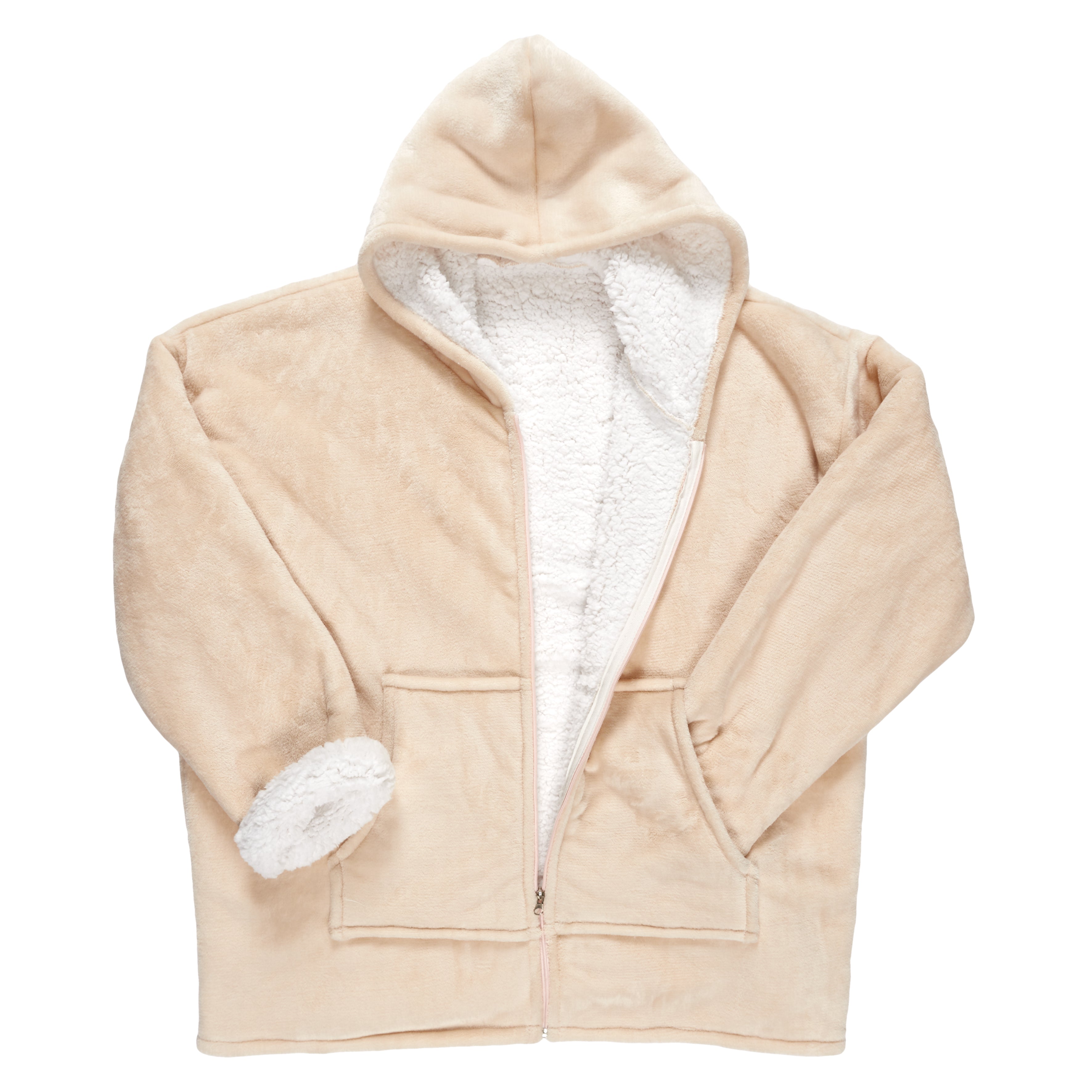 SWEAT A CAPUCHE FERMETURE INTERIEUR BEIGE