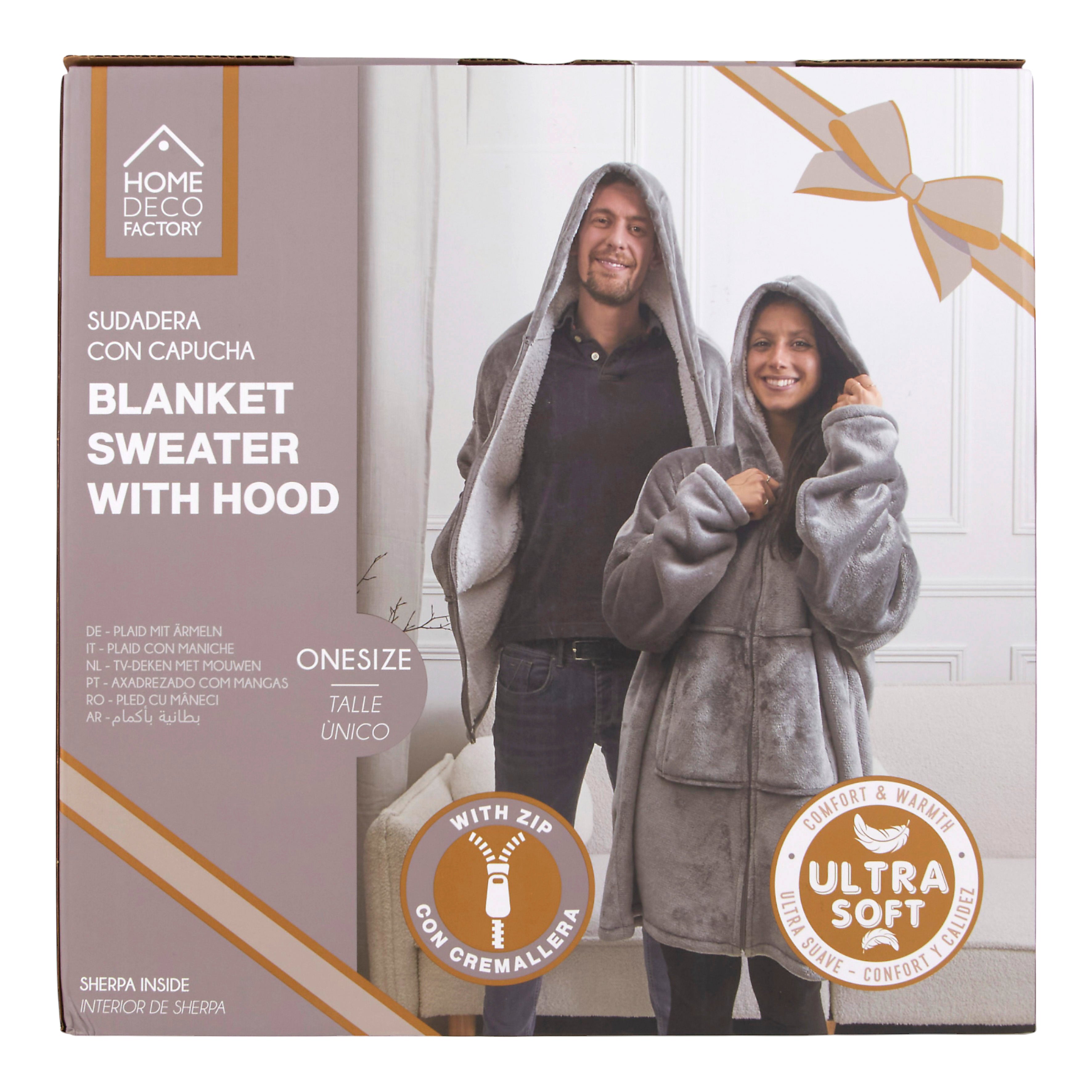 SWEAT A CAPUCHE FERMETURE INTERIEUR SHERPA GRIS