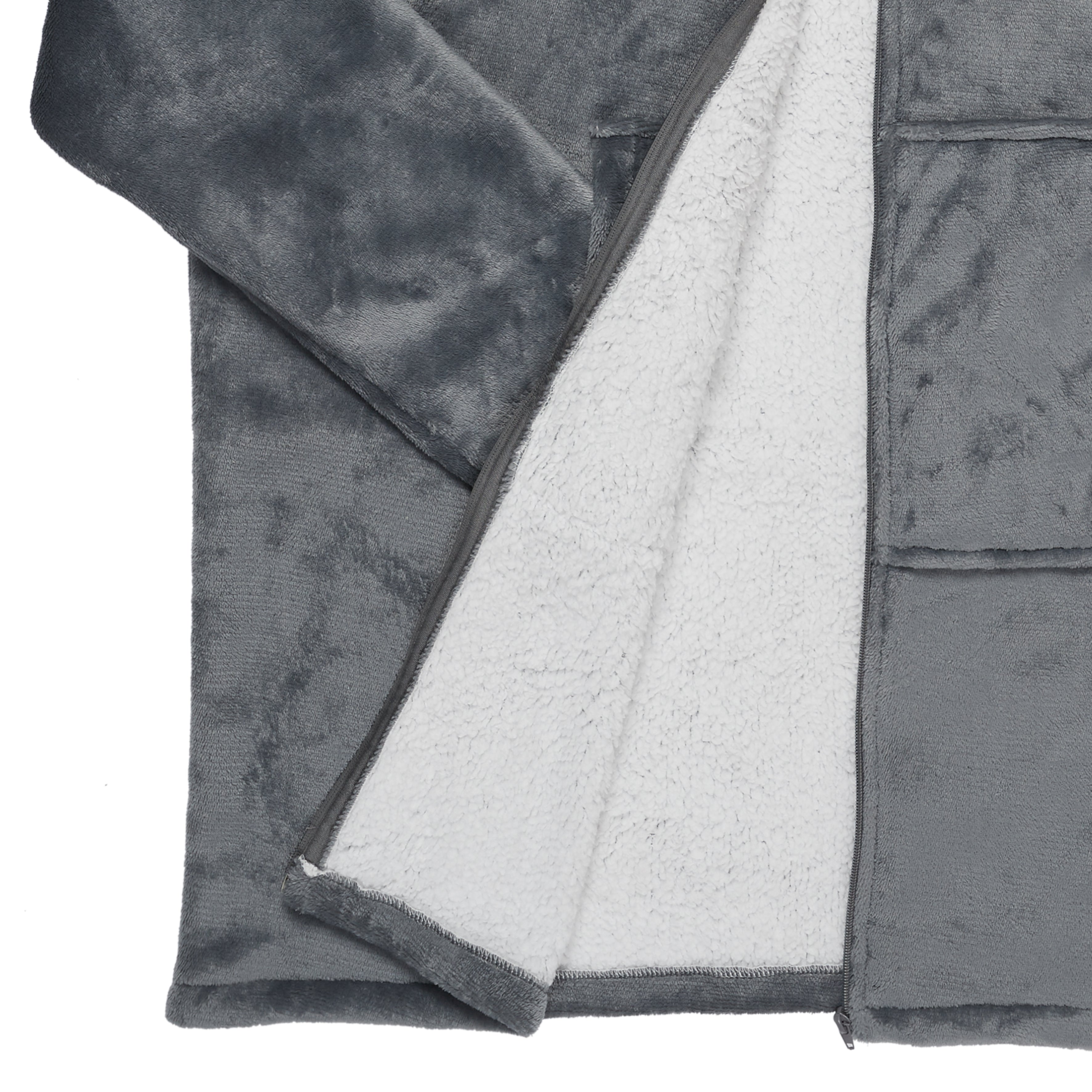 SWEAT A CAPUCHE FERMETURE INTERIEUR SHERPA GRIS
