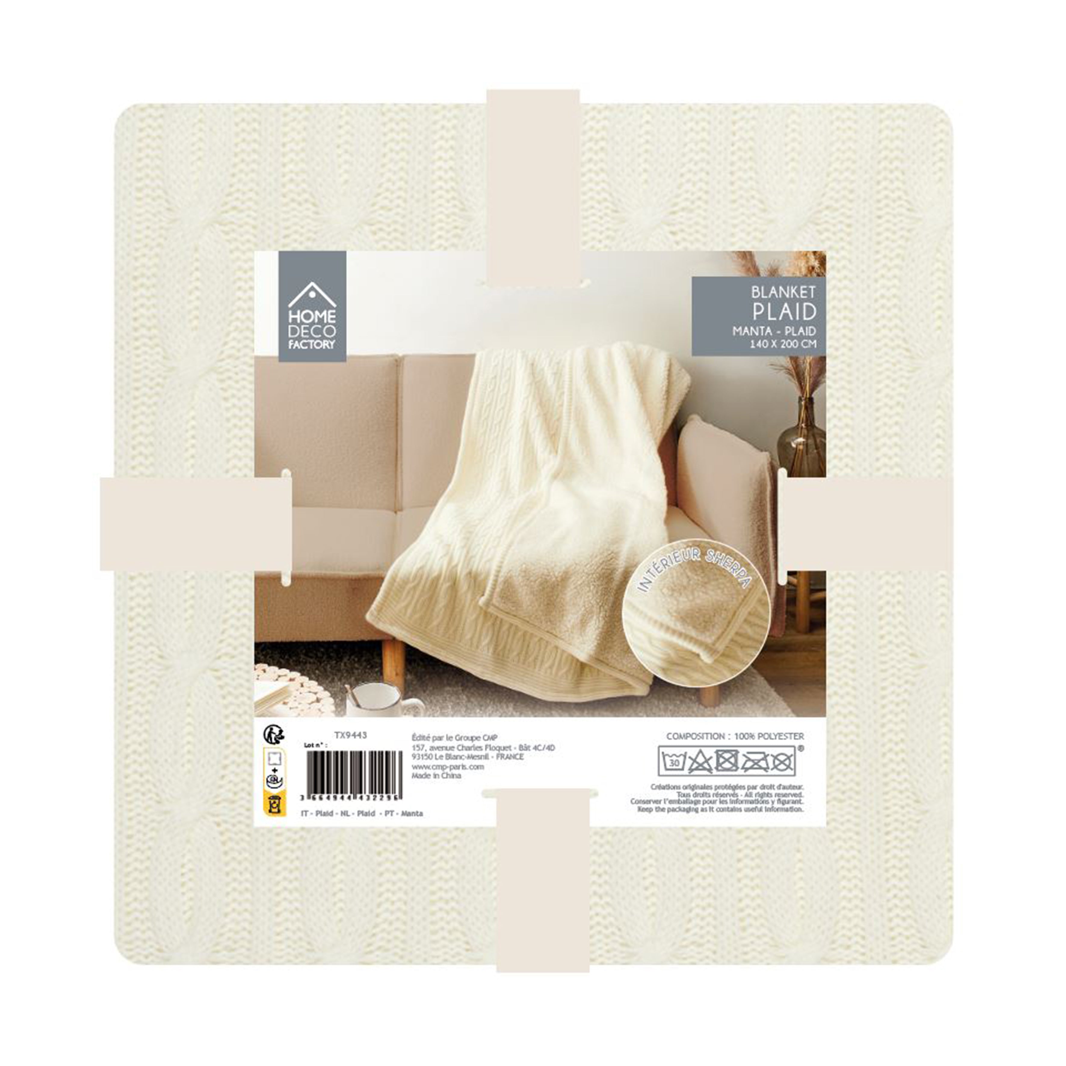 PLAID SHERPA TORSADE CREME 120X150CM