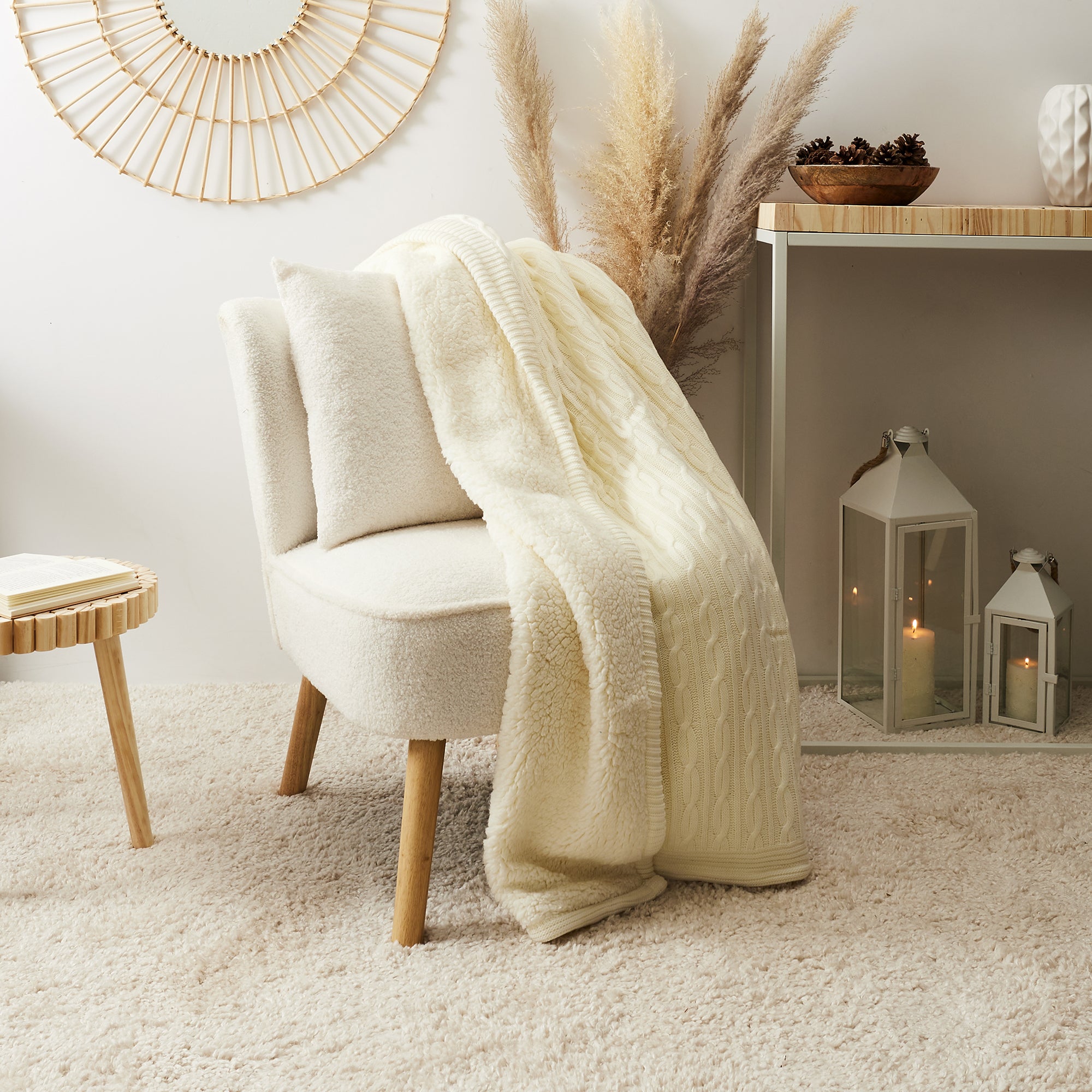 PLAID SHERPA TORSADE CREME 120X150CM