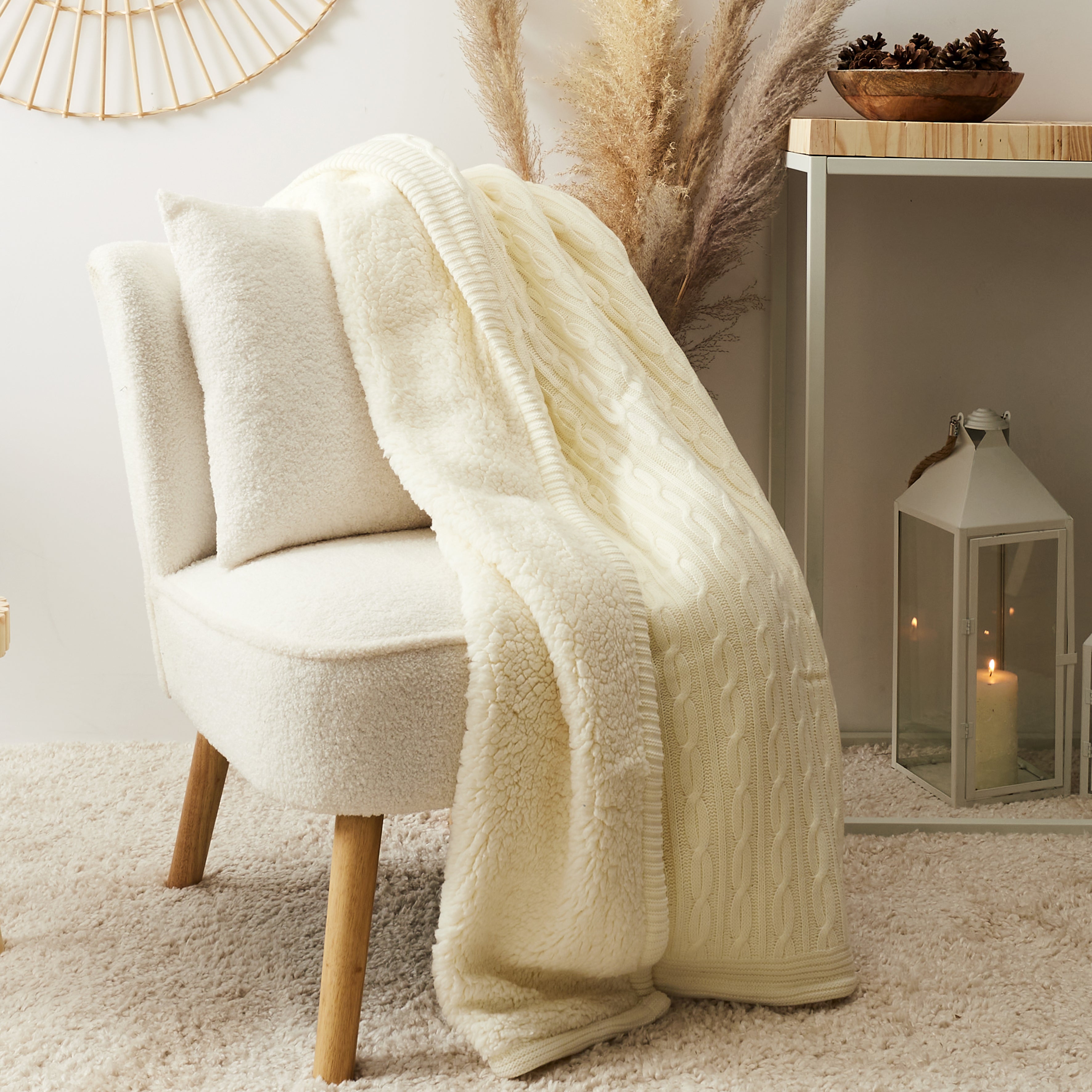 PLAID SHERPA TORSADE CREME 120X150CM
