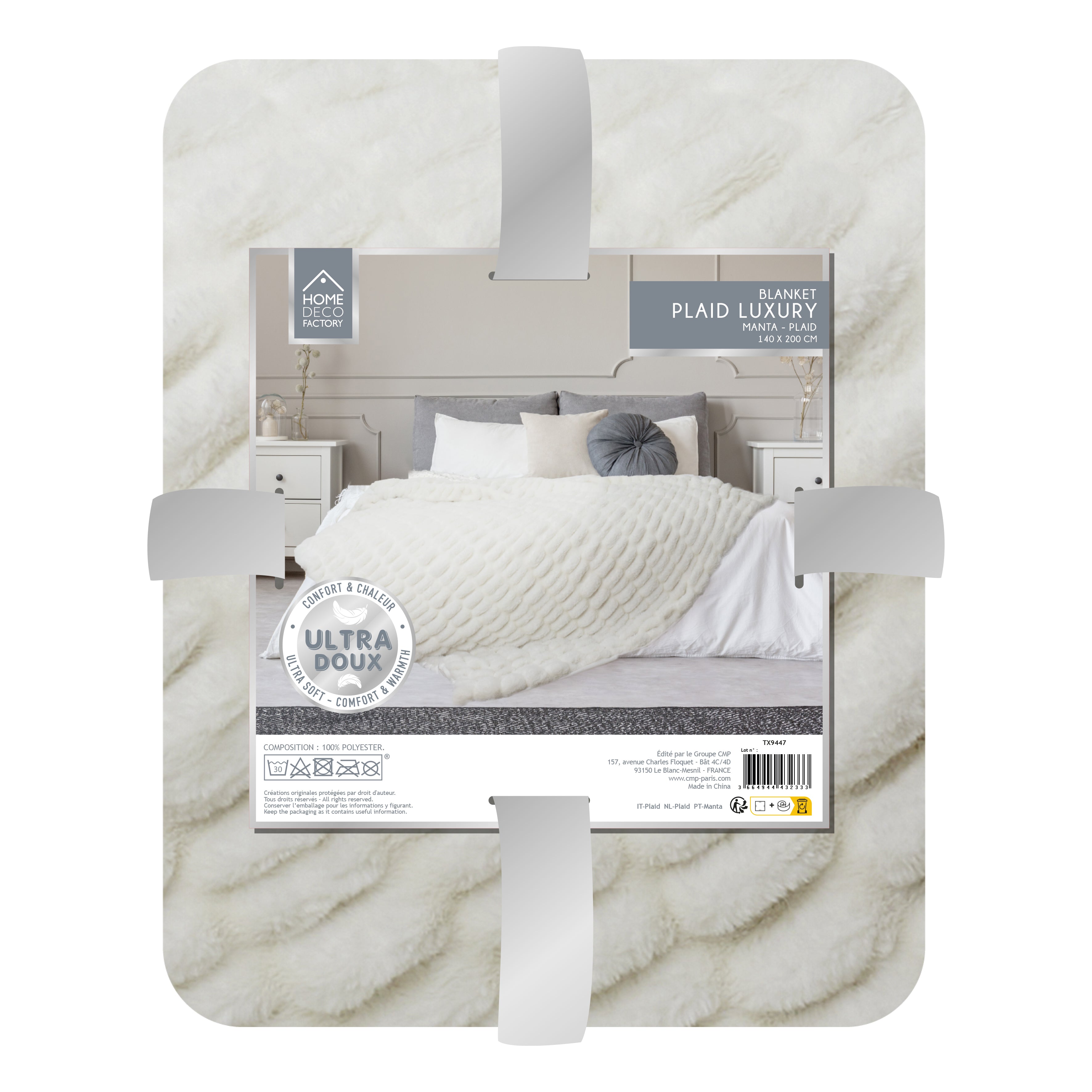 PLAID IMT FOURRURE LUXURY BLANC 140X200CM