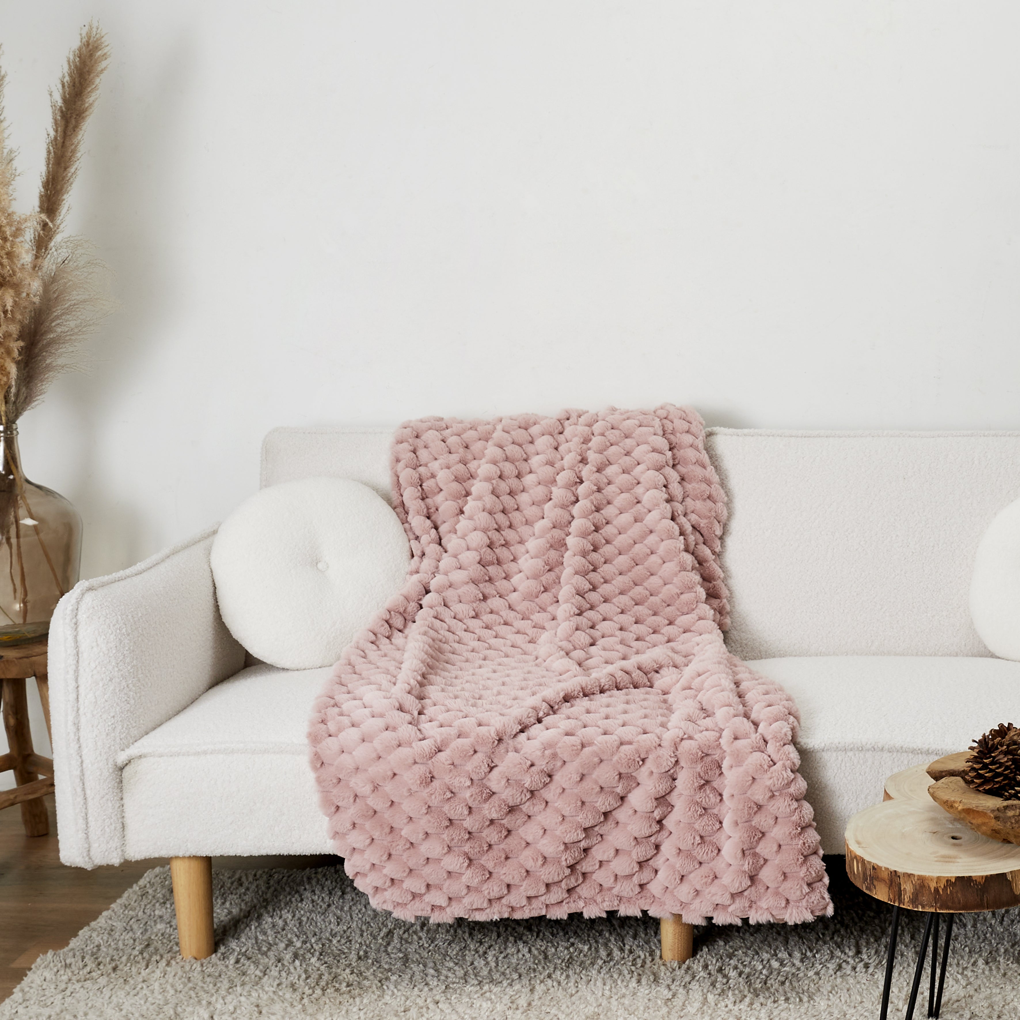 PLAID IMIT FOURRURE OPULENCE ROSE 120X150CM