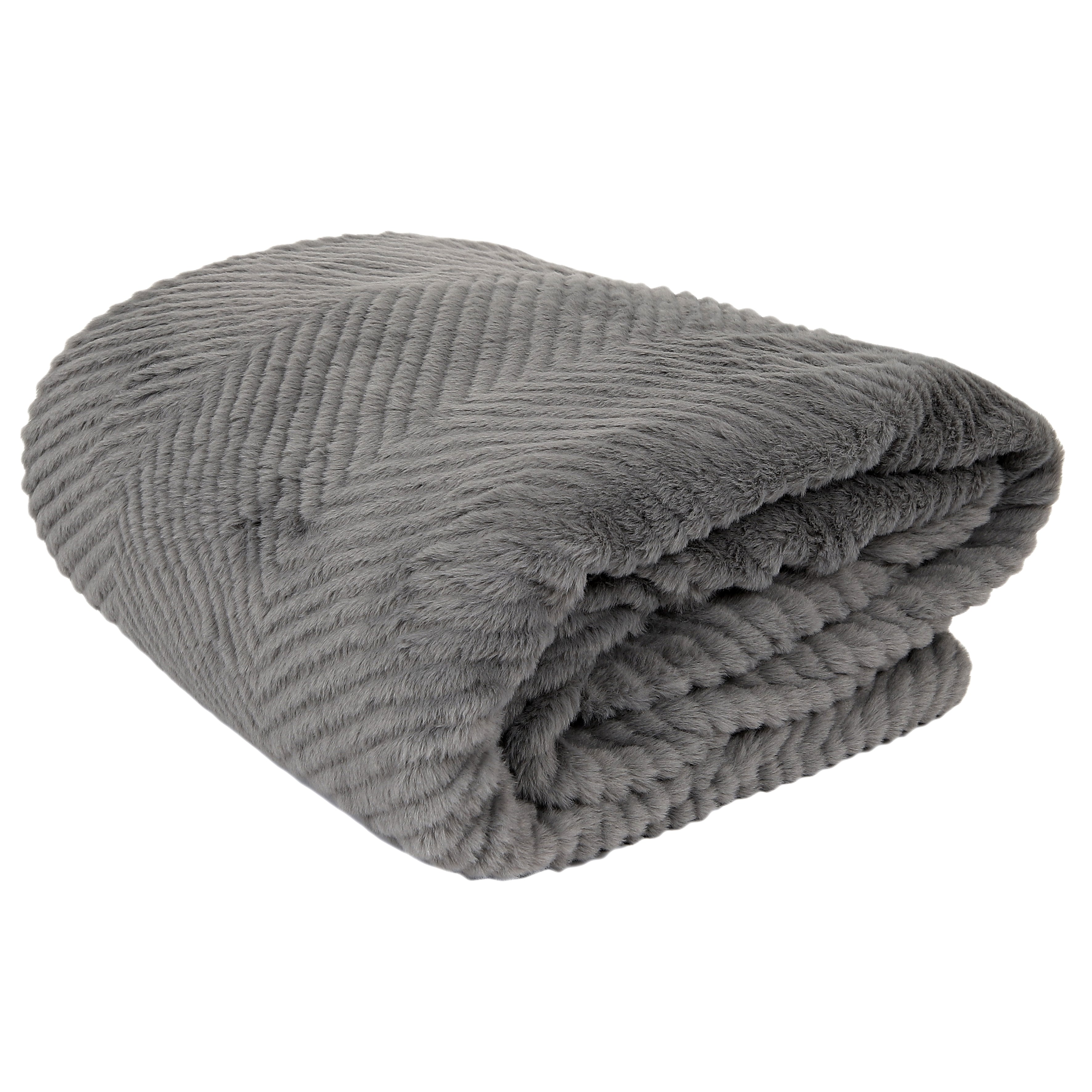 PLAID IMIT FOURRURE GRIS ET SHERPA 140X200CM