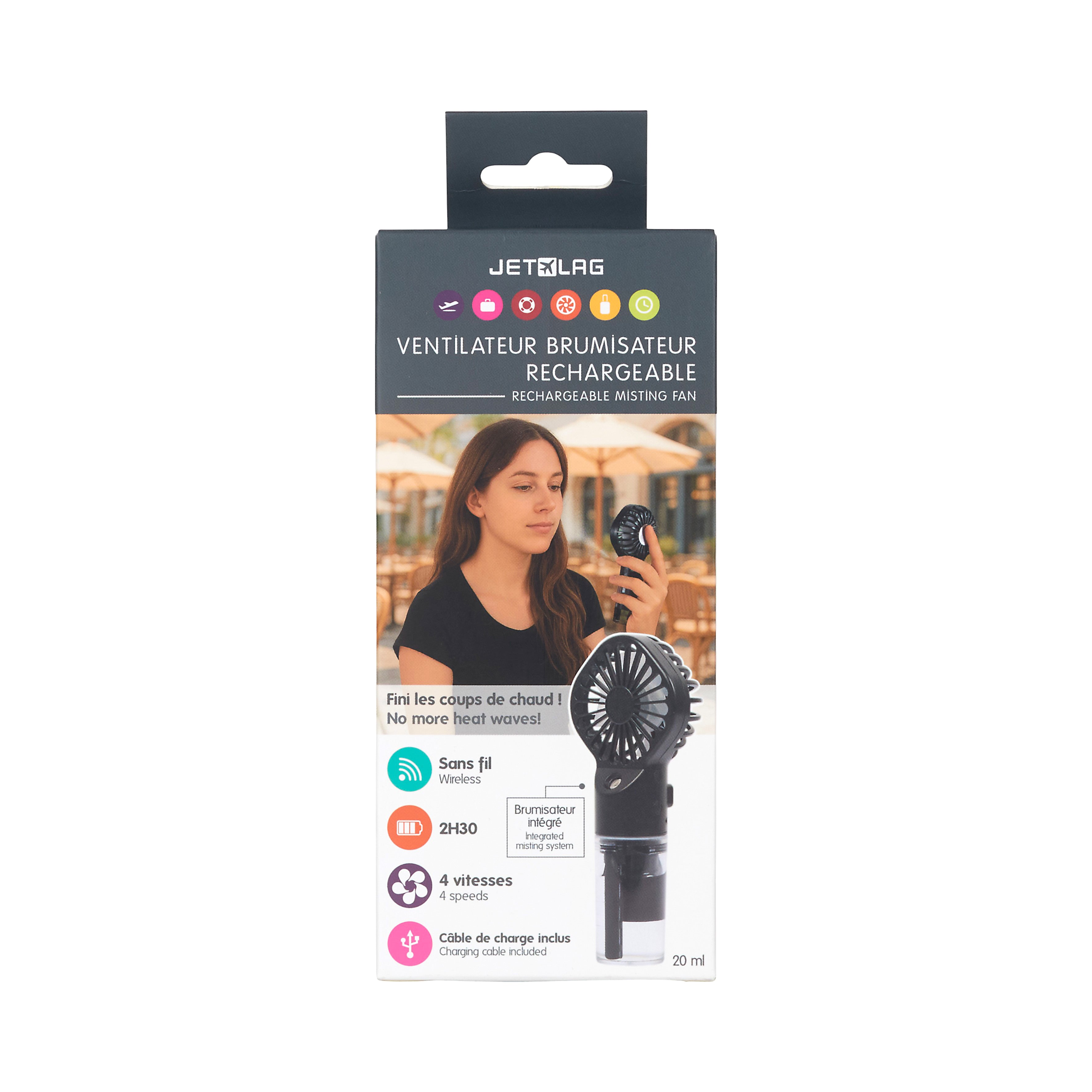VENTILATEUR BRUMISATEUR RECHARGEABLE