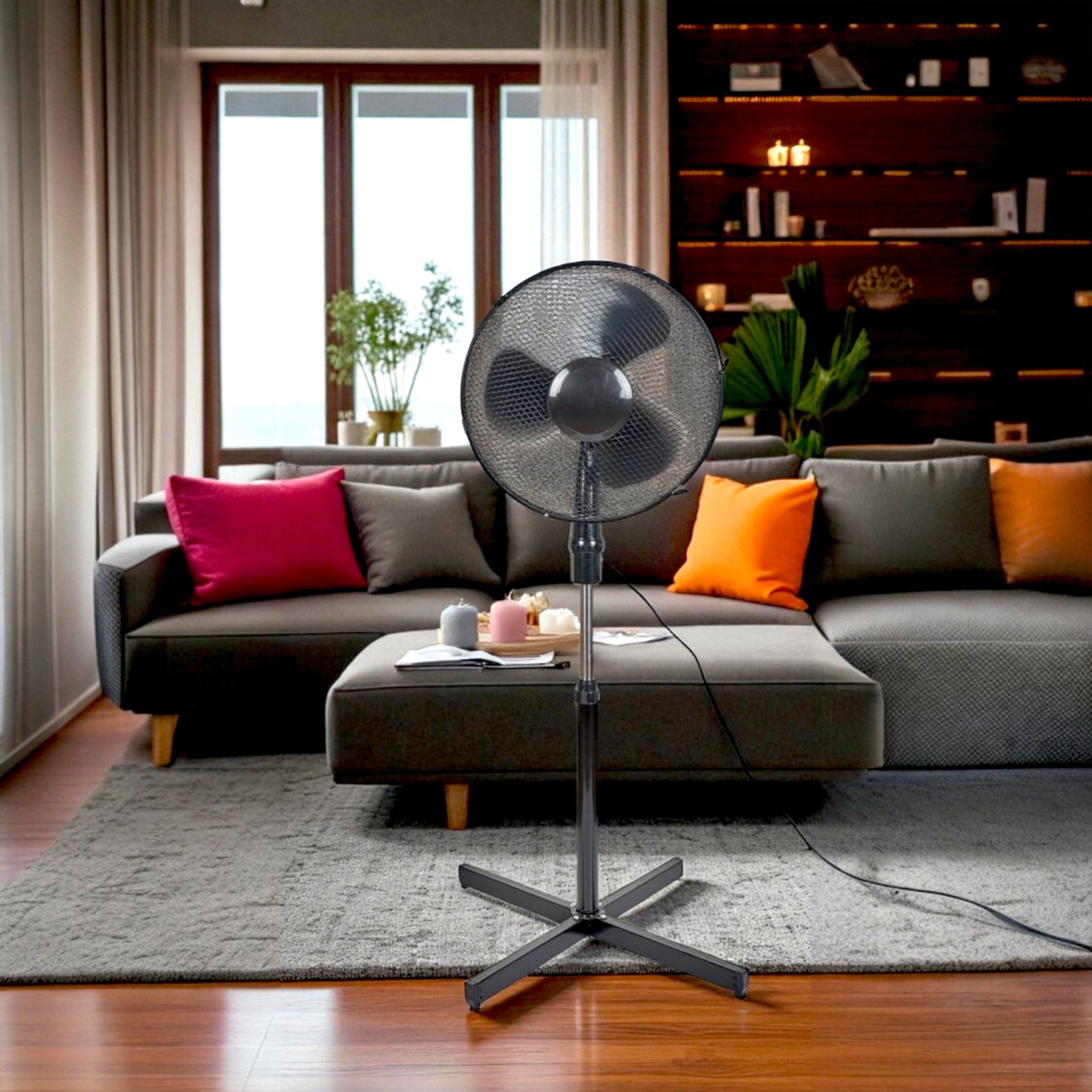 VENTILATEUR SUR PIED H128CM NOIR