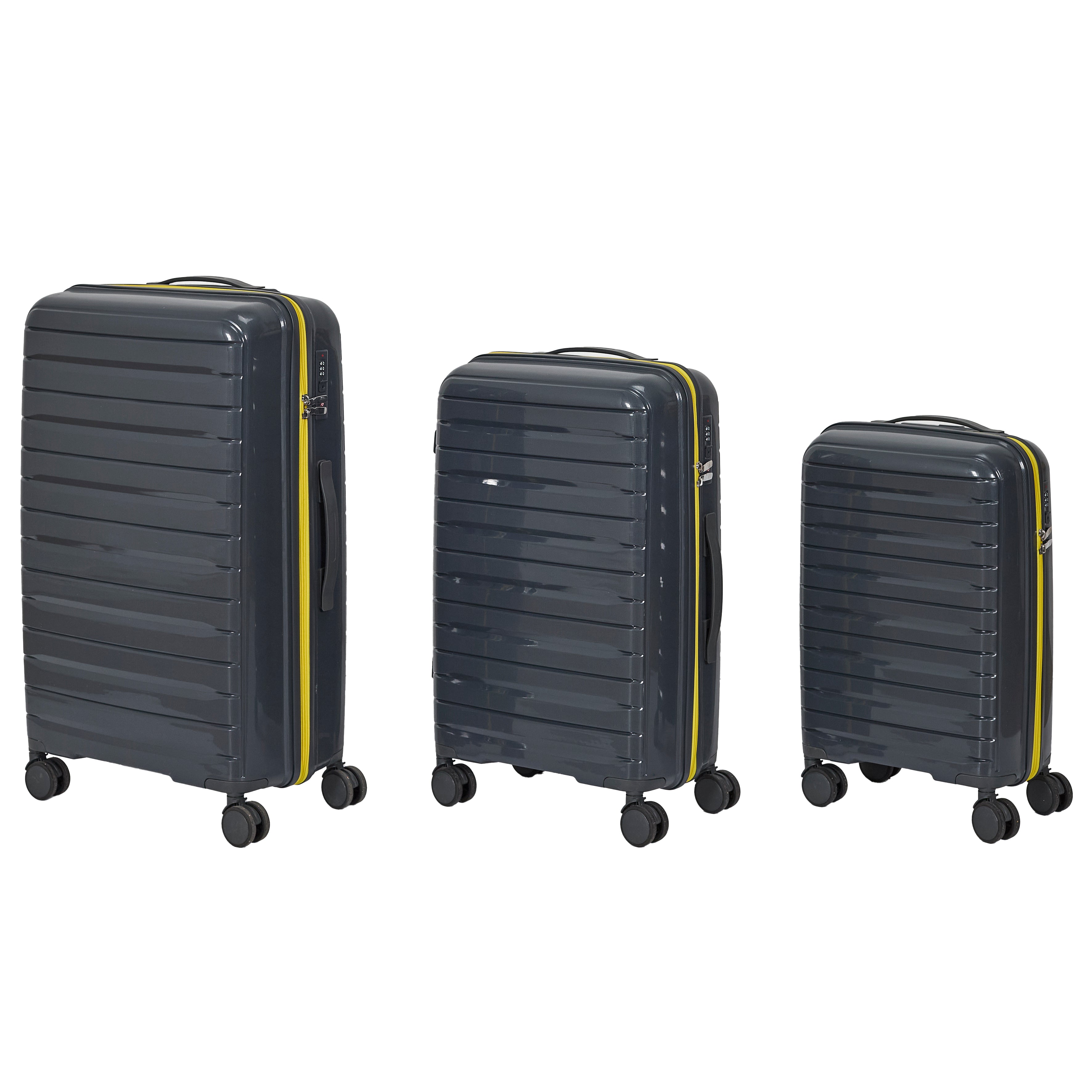 VALISE ROME GRIS ZIP JAUNE FLUO X3 36L 60L 86L