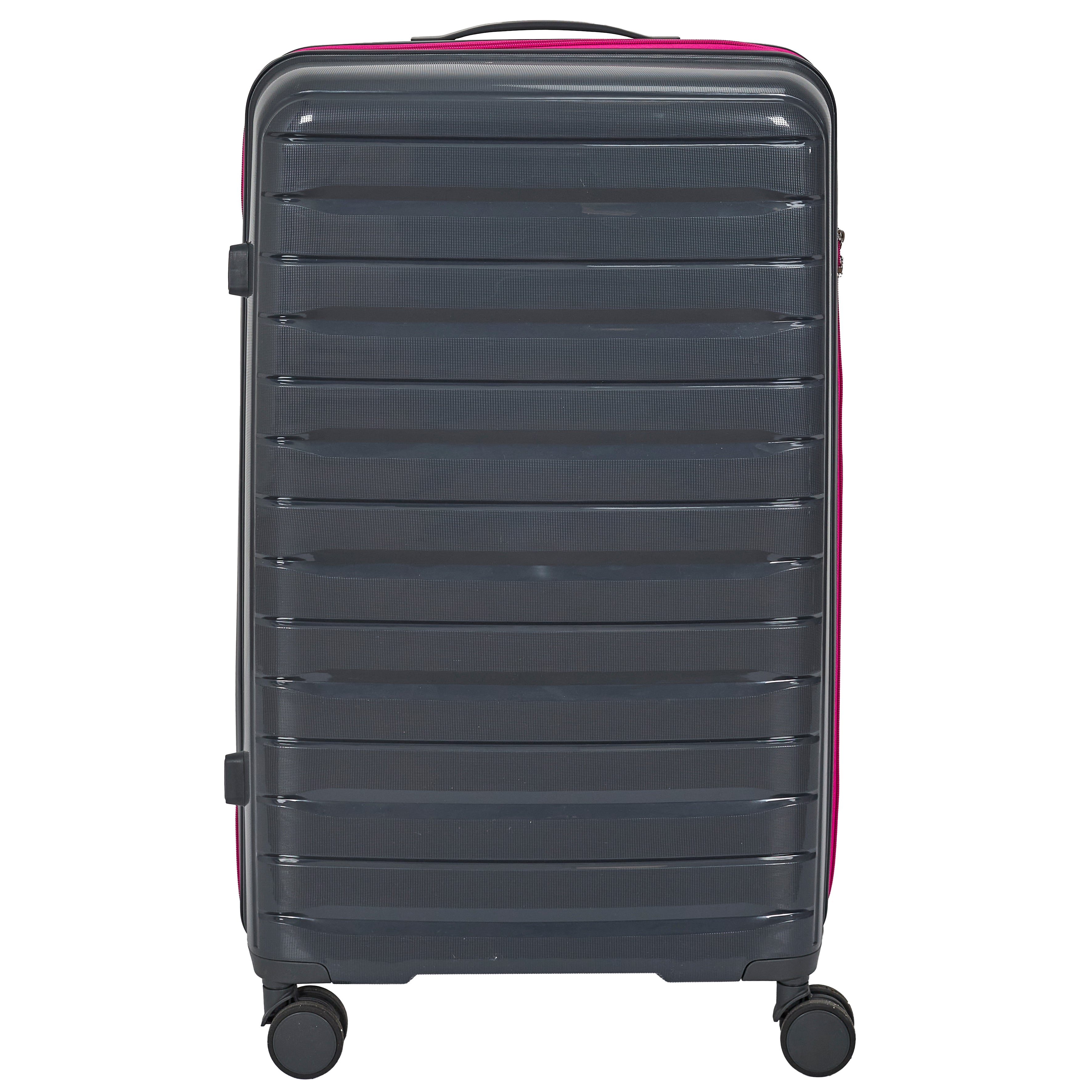 VALISE ROME GRIS ZIP ROSE FLUO X3 36L 60L 86L