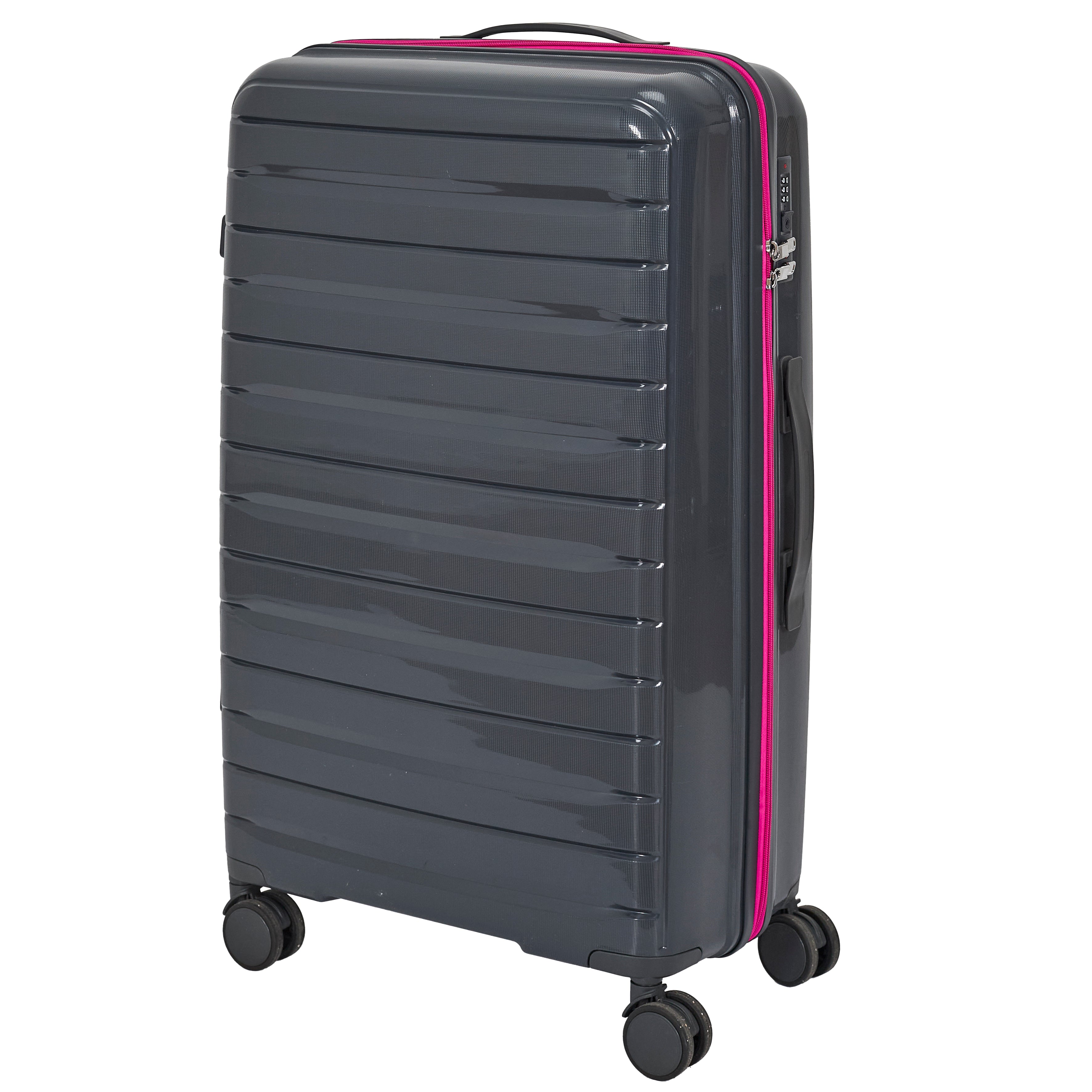 VALISE ROME GRIS ZIP ROSE FLUO X3 36L 60L 86L