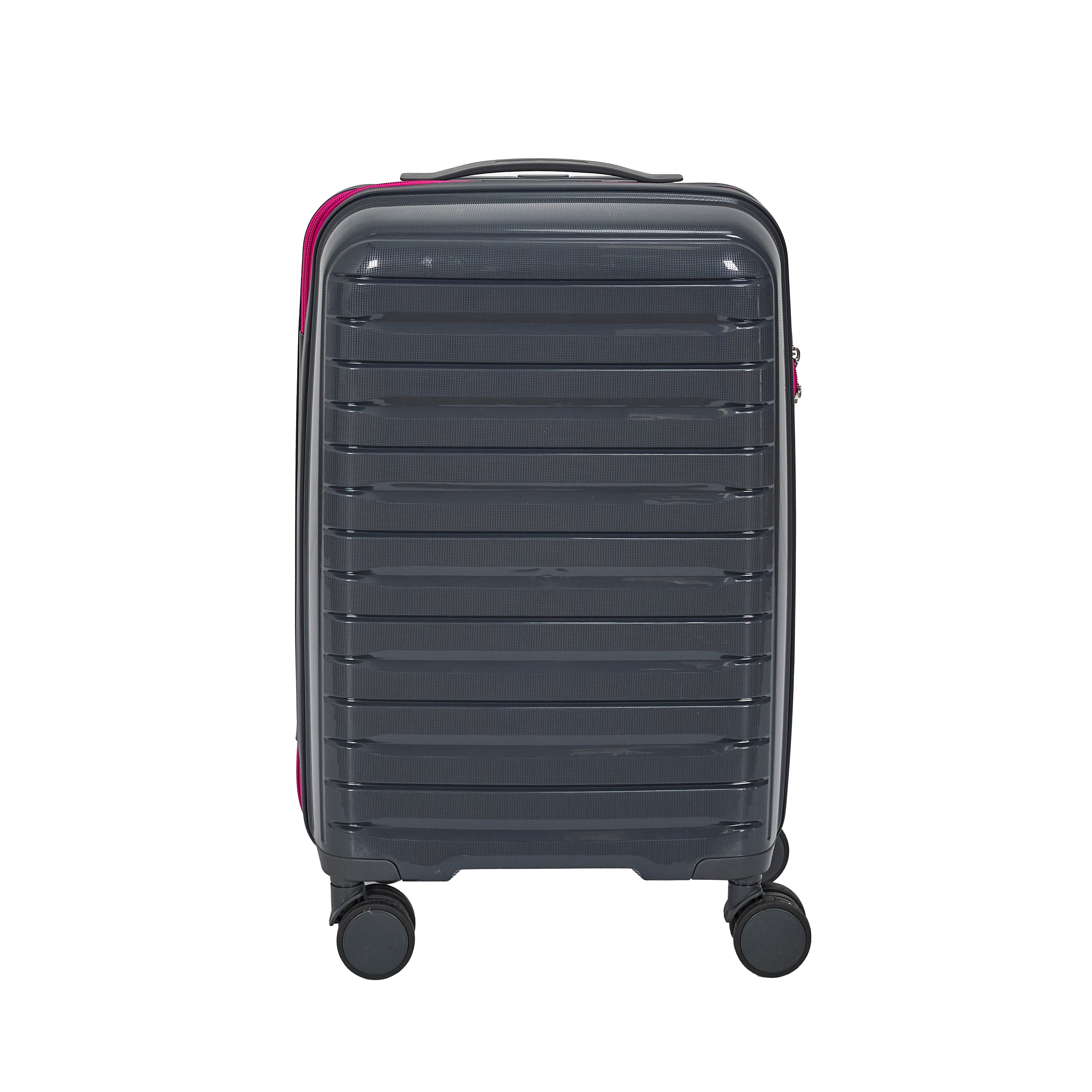 VALISE ROME GRIS ZIP ROSE FLUO X3 36L 60L 86L