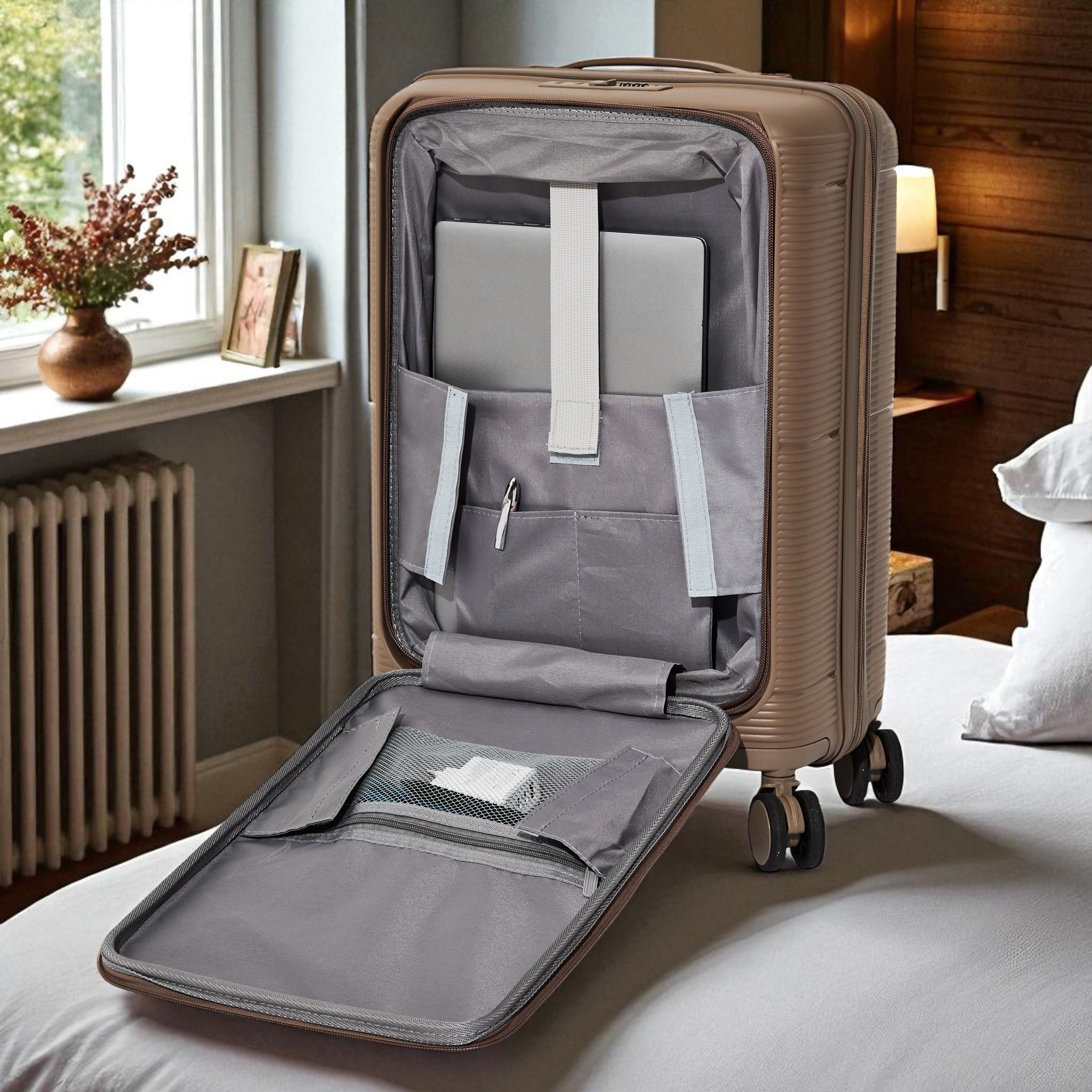VALISE CABINE BEIGE OUVERTURE FRONTALE SYDNEY