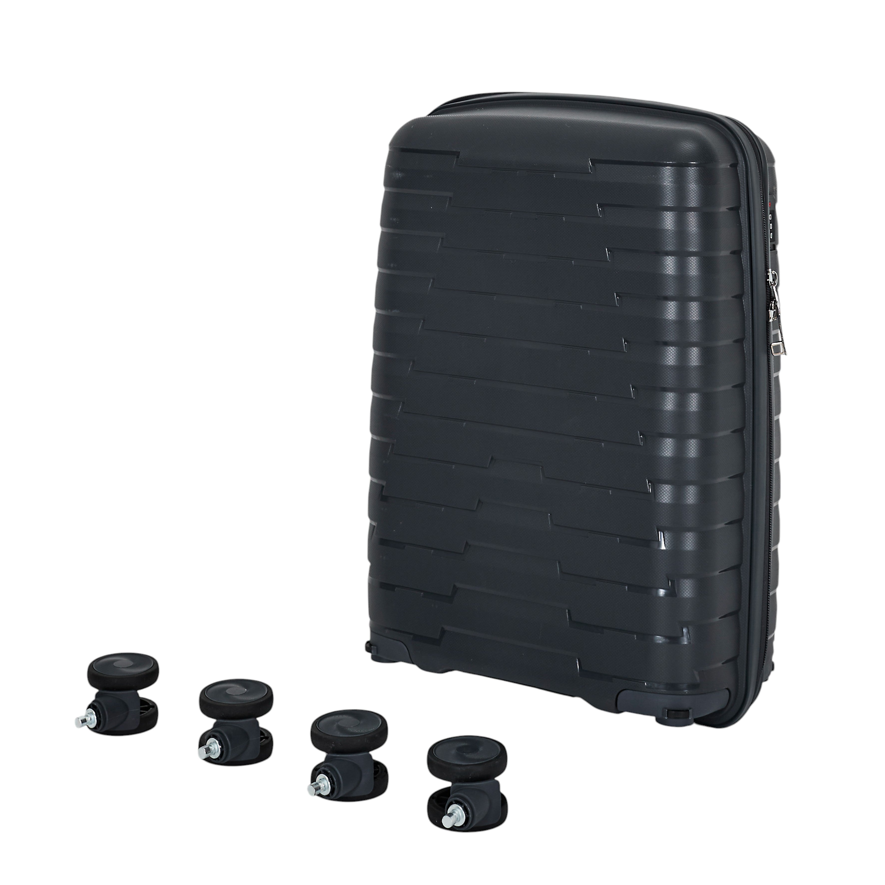 SET 4 VALISE GRIS CABINE ROUES AMOVIBLES NAPLES