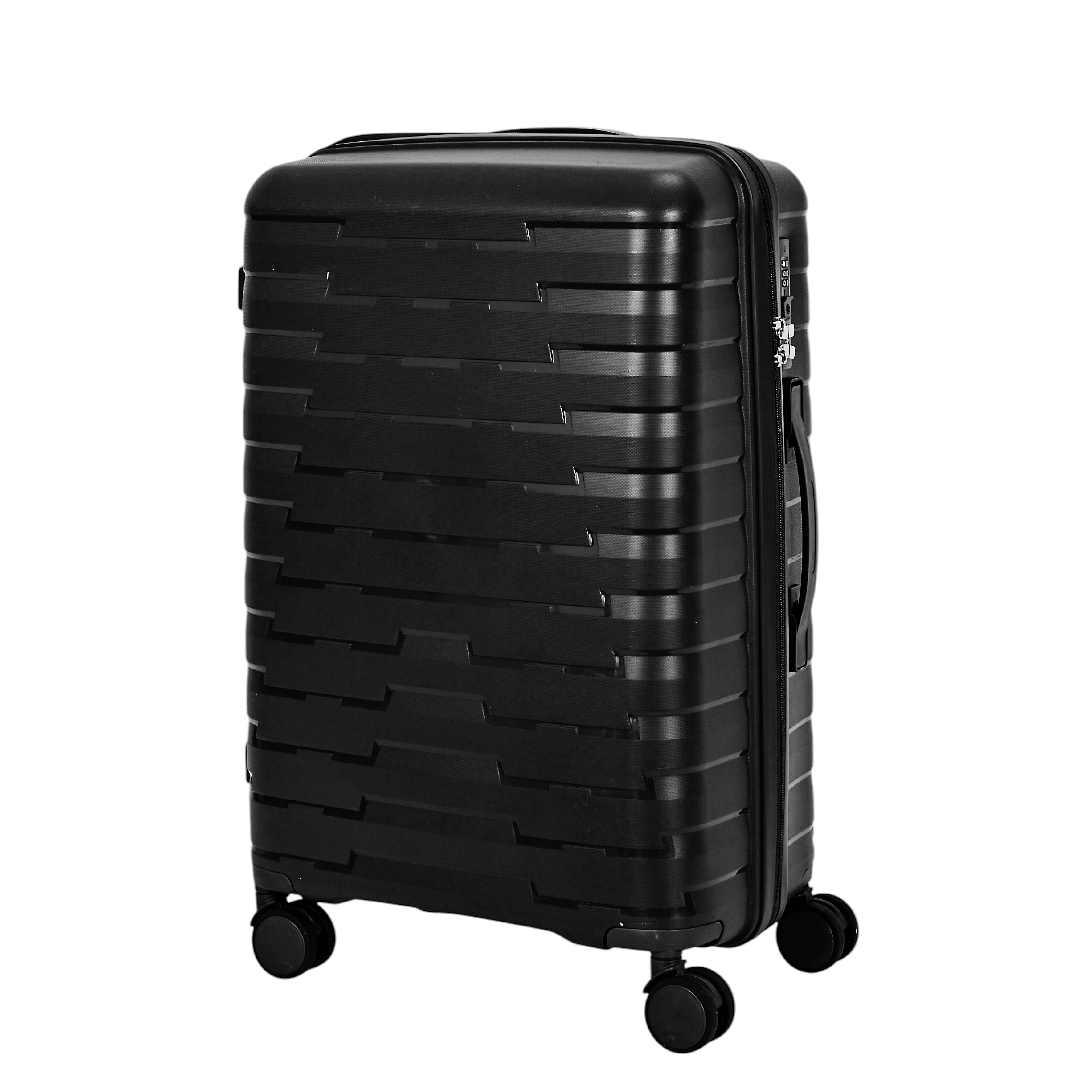 SET 4 VALISE NOIR CABINE ROUES AMOVIBLES NAPLES