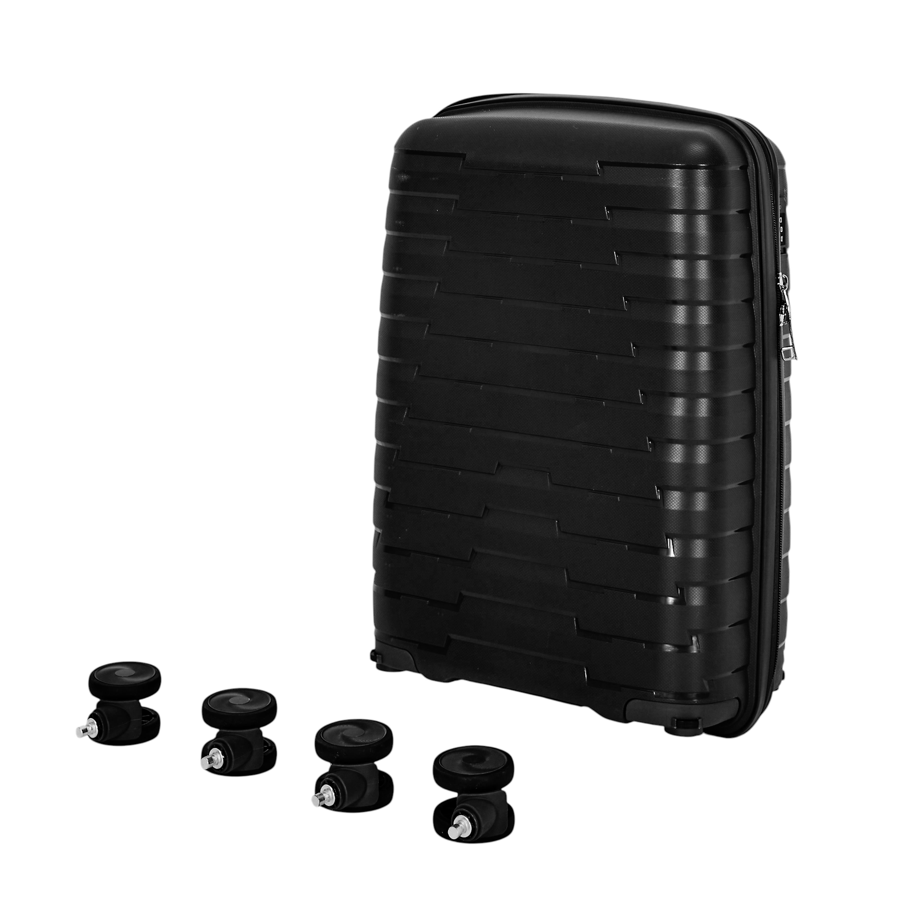 SET 4 VALISE NOIR CABINE ROUES AMOVIBLES NAPLES