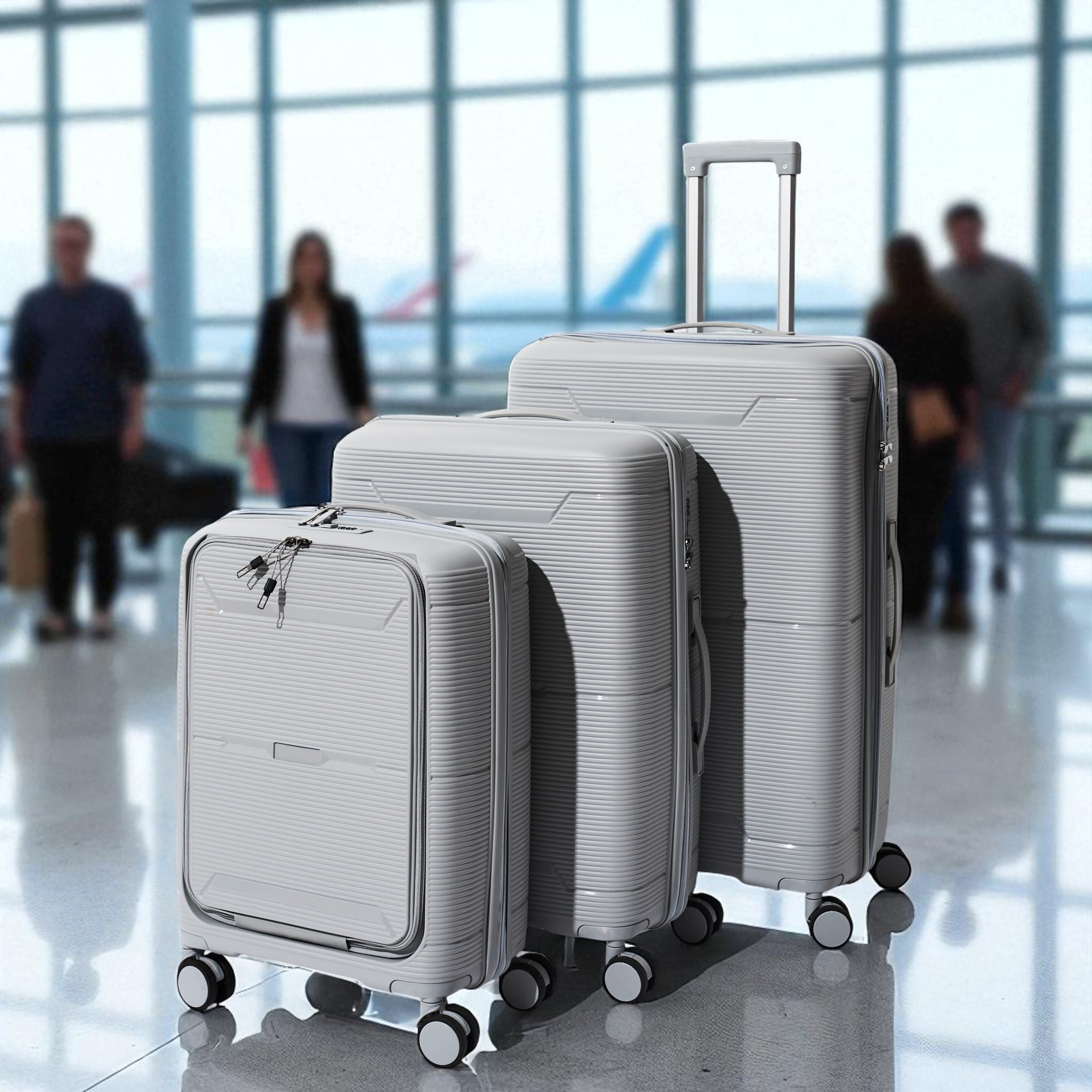 SET 3 VALISES GRISE OUVERTURE FRONTALE SYDNEY