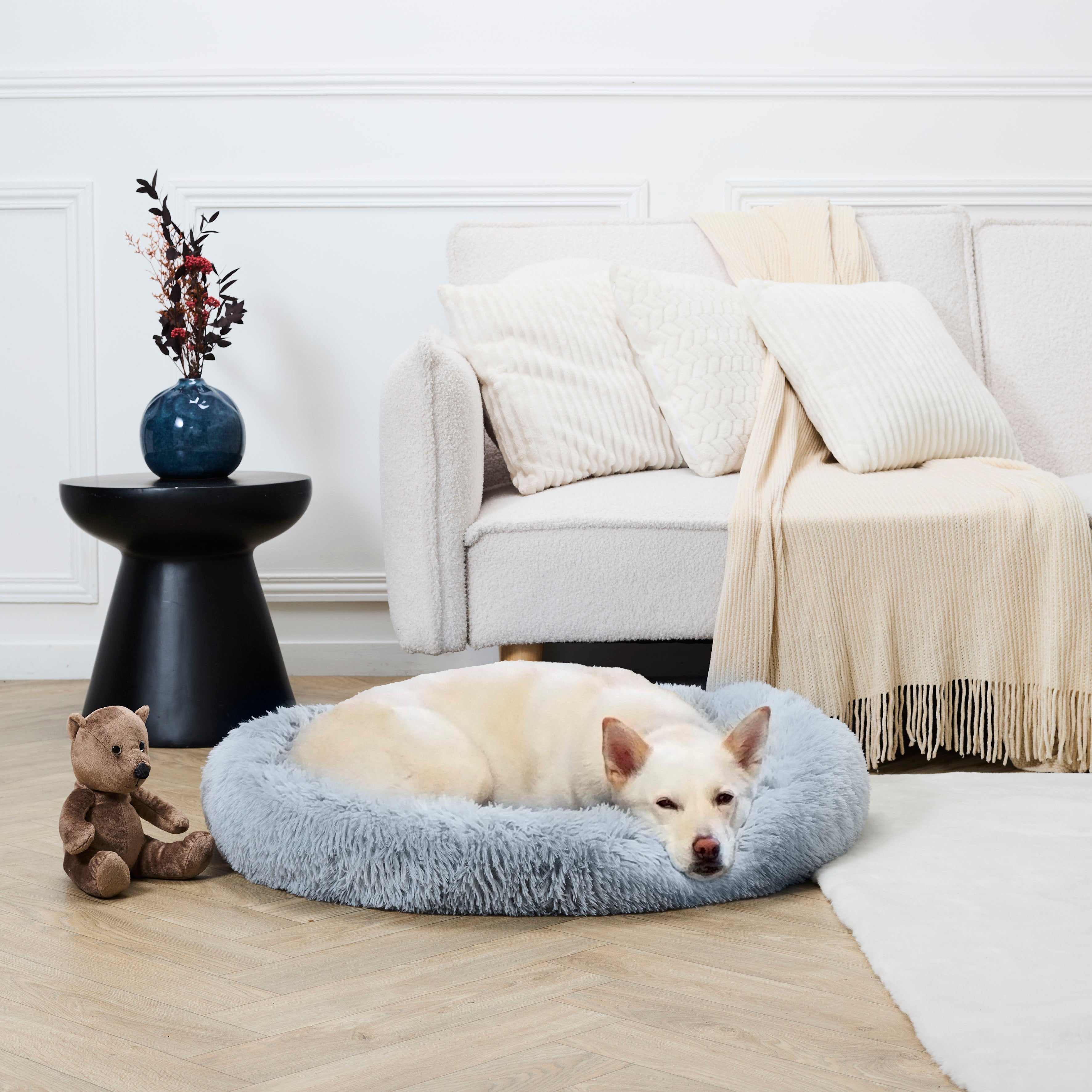 COUSSIN LIT ANIMAUX GRIS 80CM