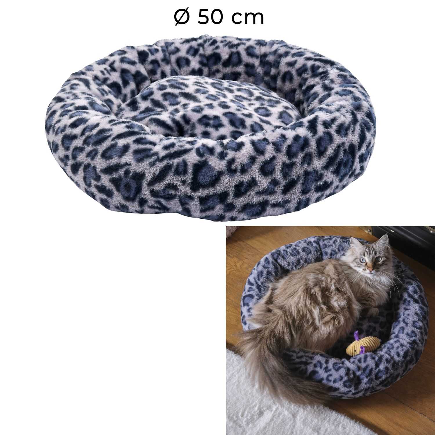 COUSSIN LIT ANIMAUX LEOPARD 50CM
