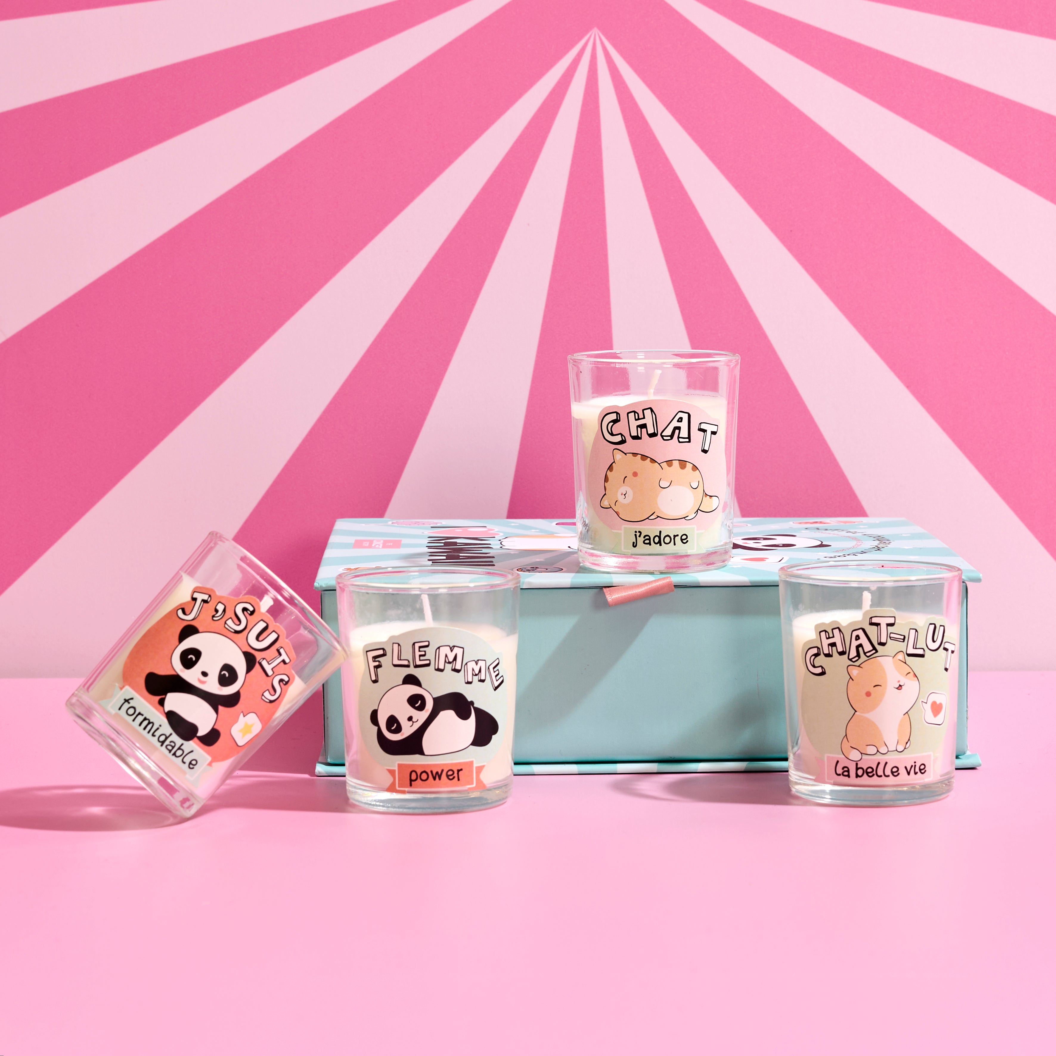 BOUGIE PARFUMEE X4 COFFRET KAWAII