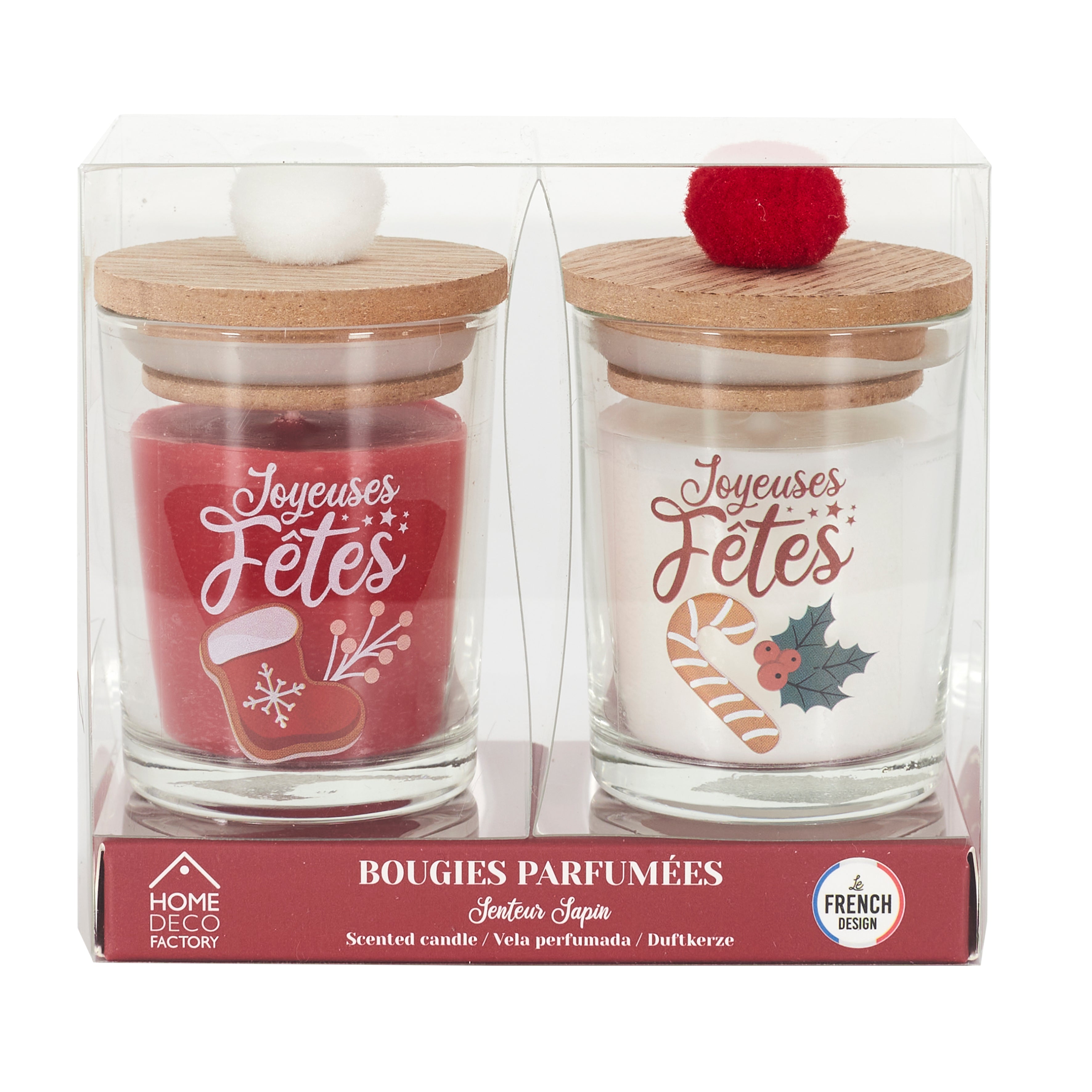 BOUGIE TOP BOIS POMPON X2 UN NOEL TRADI