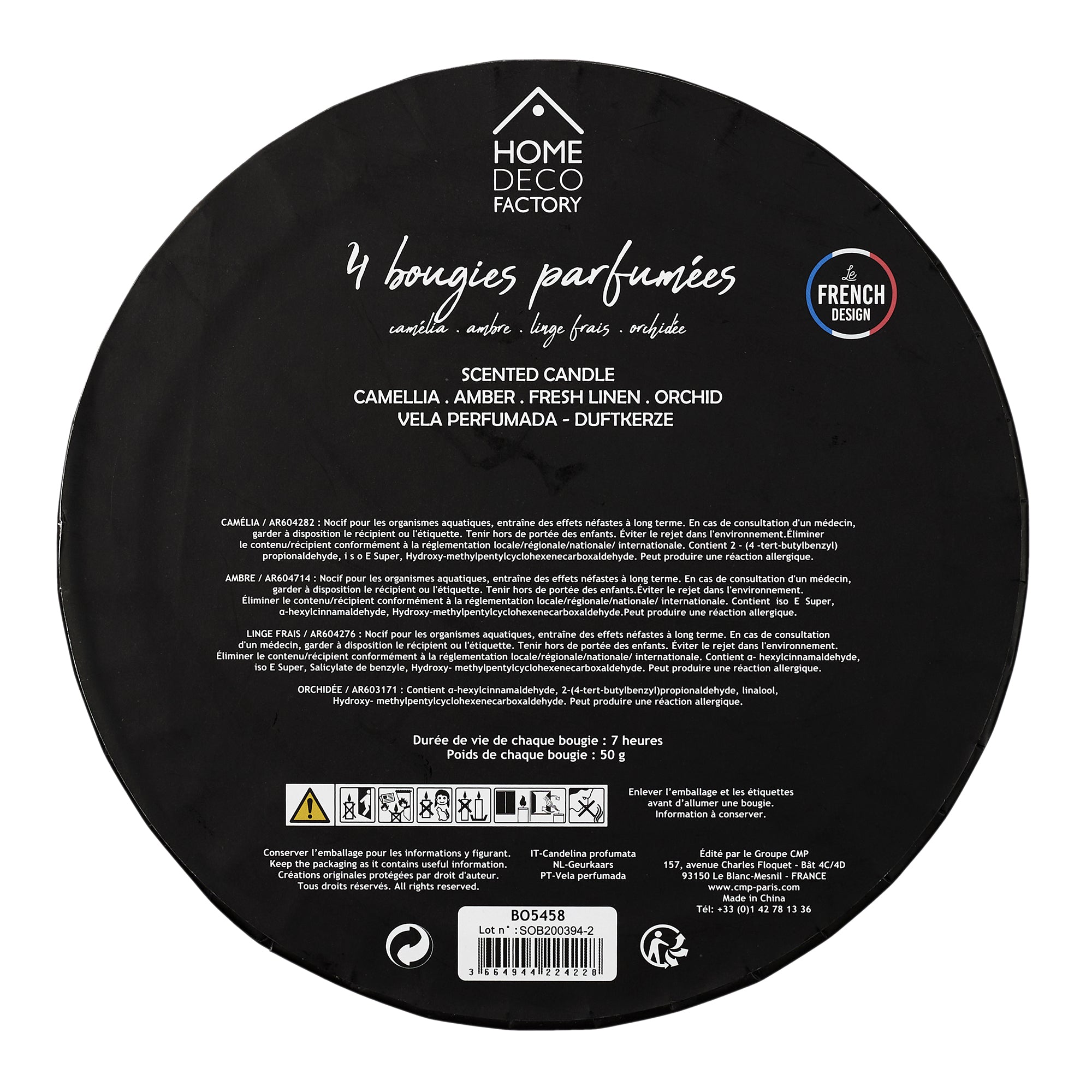 BOUGIE PARFUMEE X4 COFFRET HARMONY H5.9CM