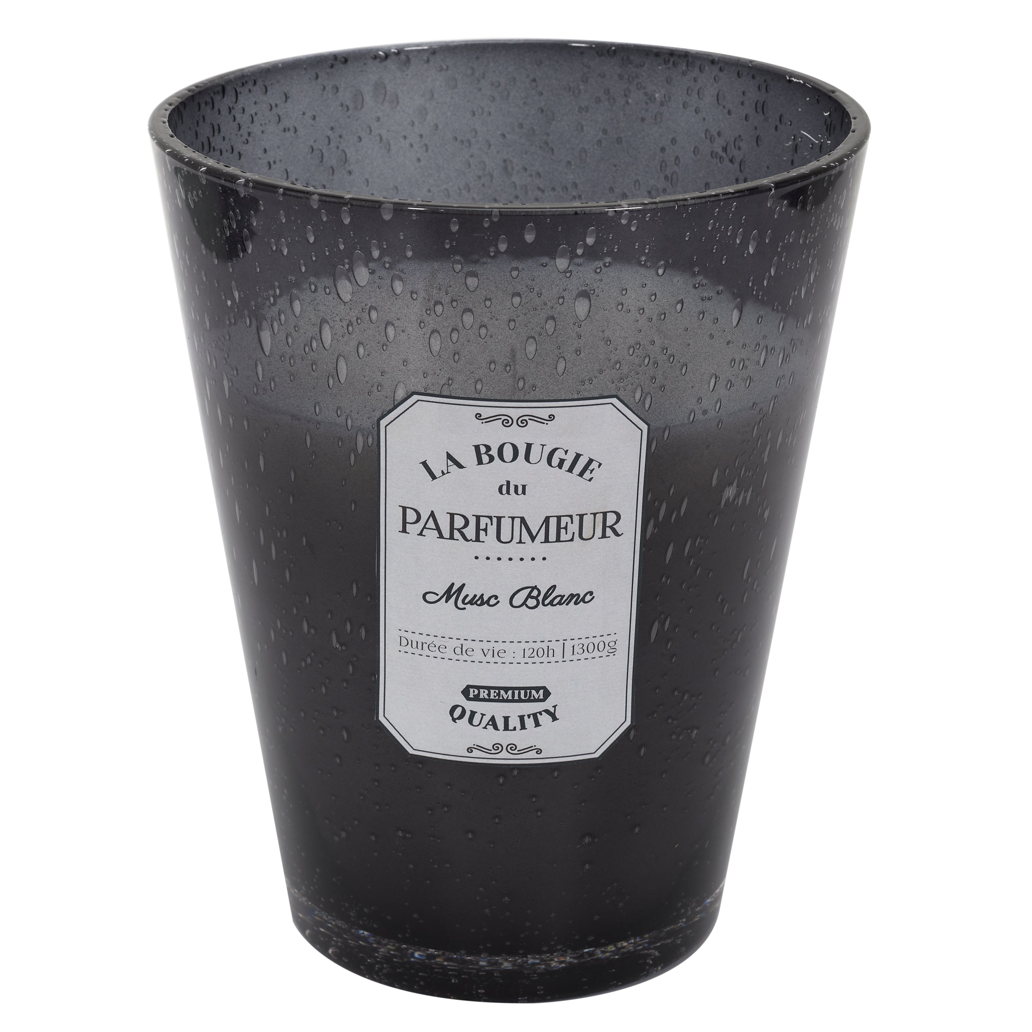 BOUGIE PARFUMEE VERRE BULLE GRIS FONCE H23CM