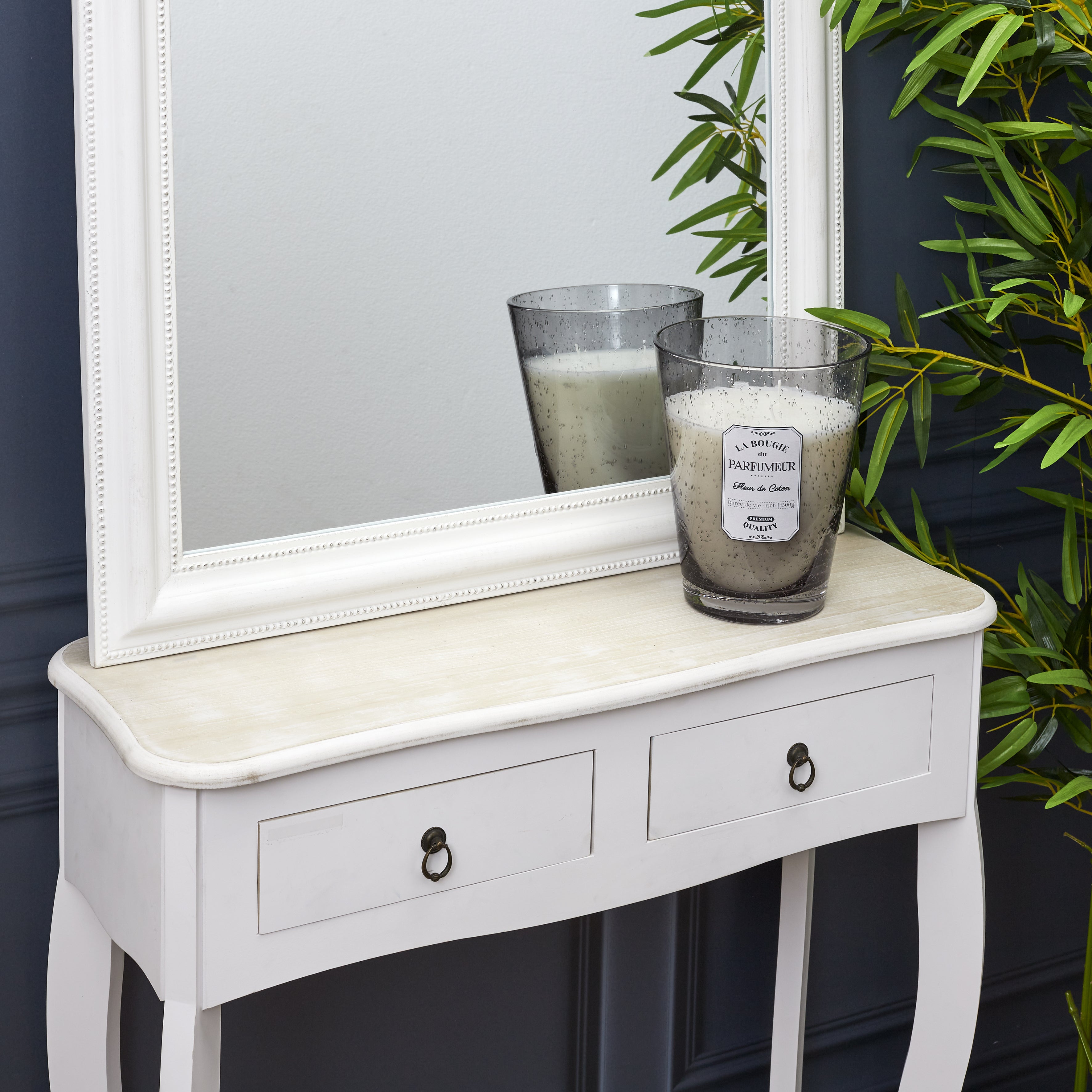 BOUGIE PARFUMEE VERRE BULLE GRIS CLAIR H23CM