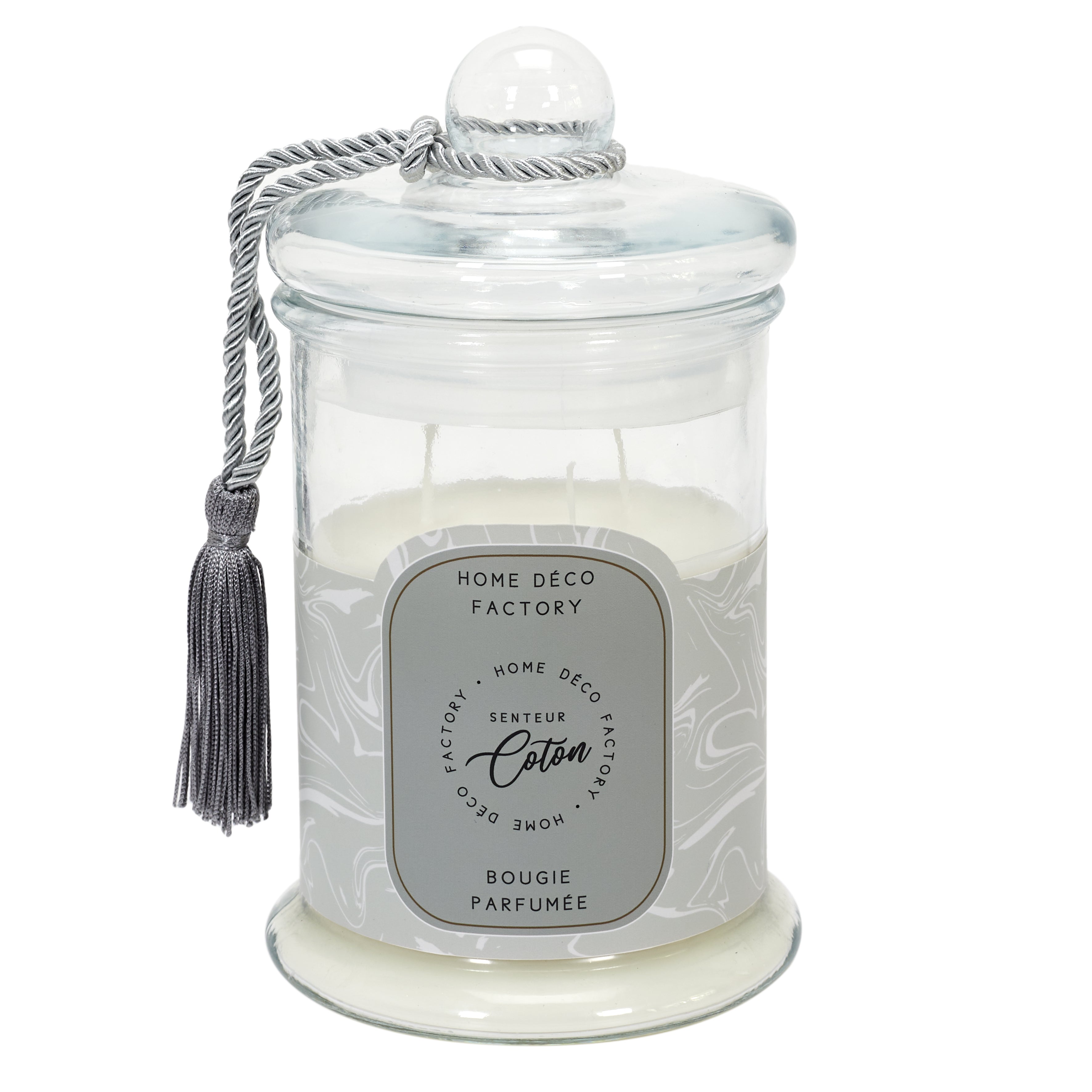 BOUGIE PARFUMEE BONBONNIERE GRISE H23.5CM