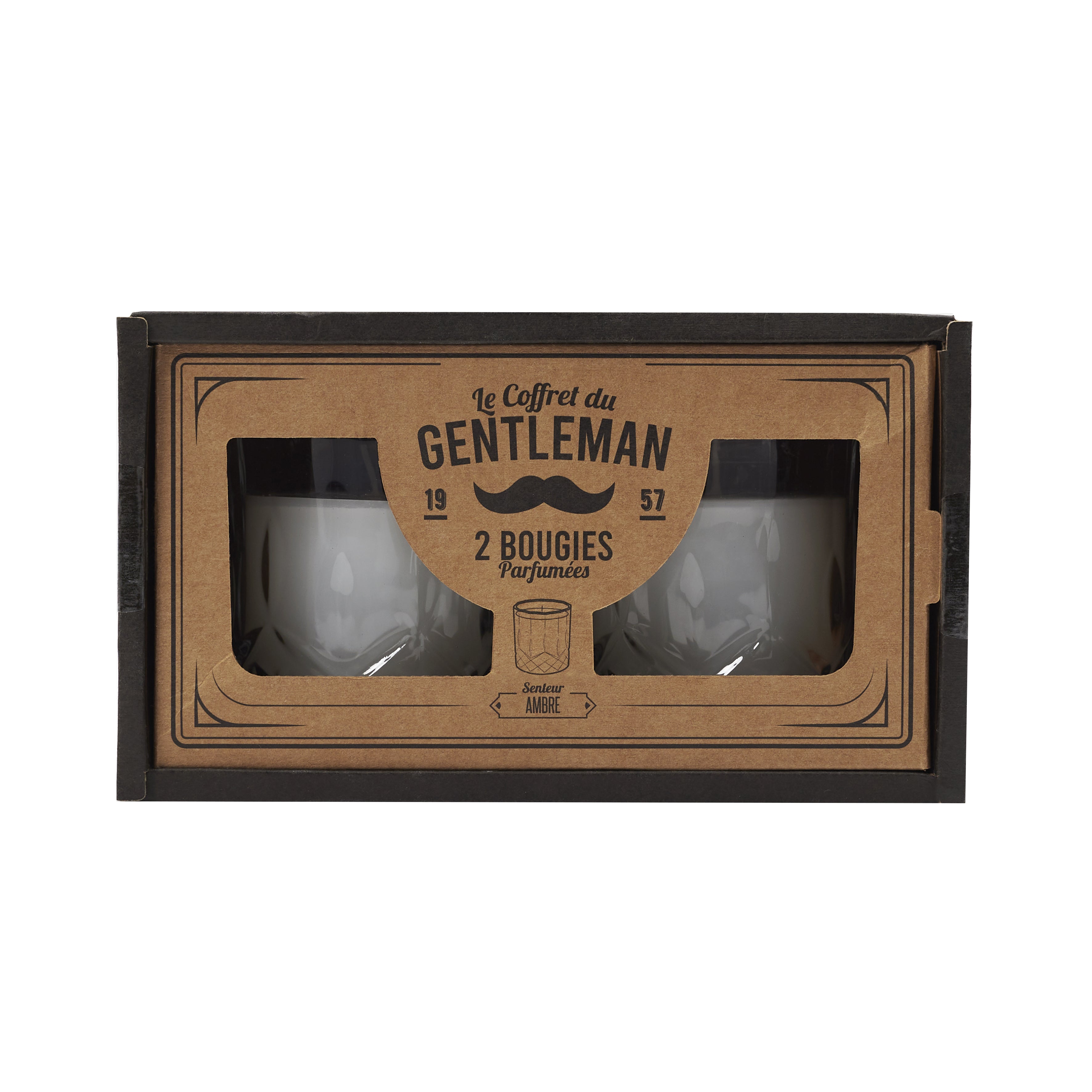 BOUGIE PARFUMEE X2 COFFRET VERRE A WHISKY