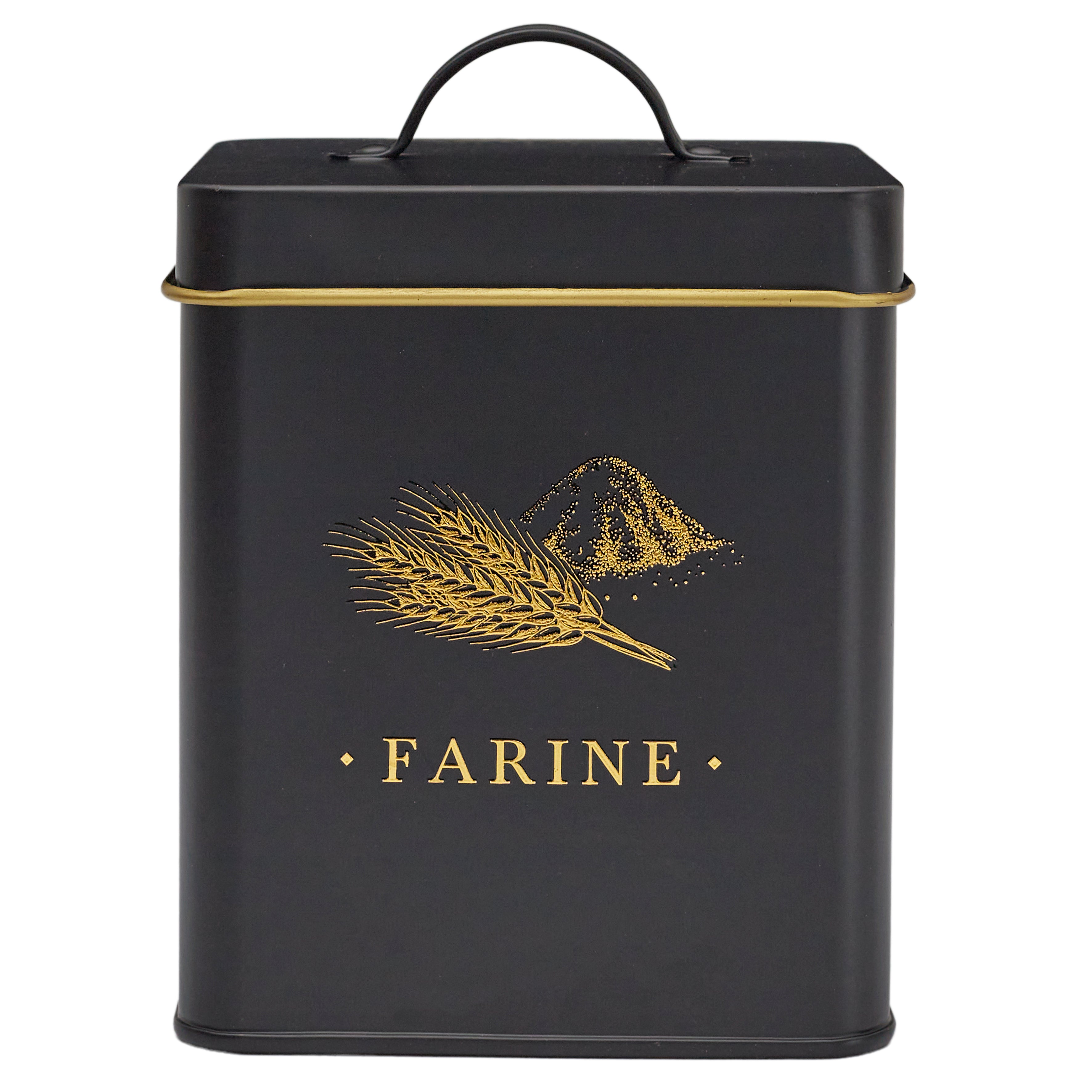 BOITE METAL NOIR ET DORE FARINE