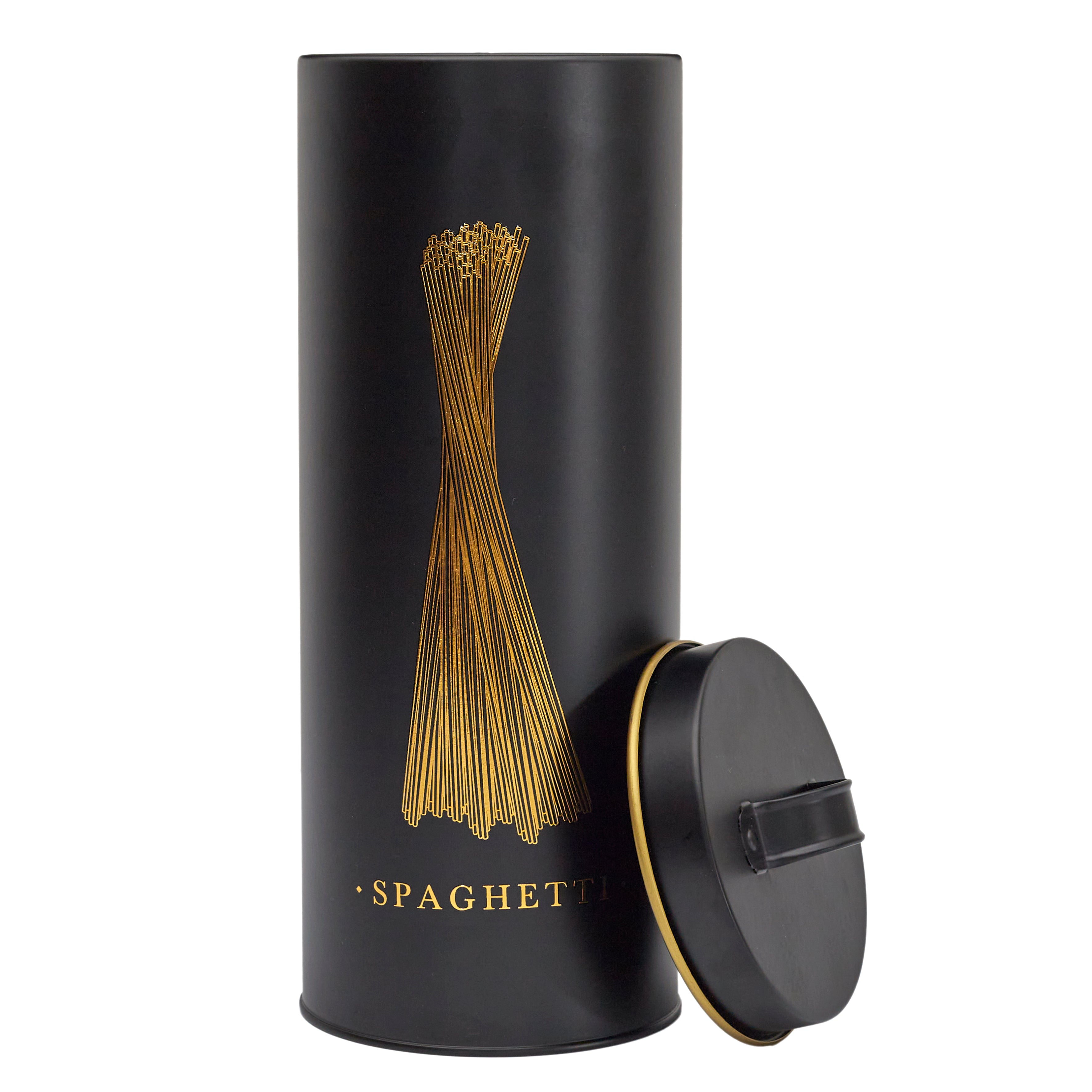 BOITE METAL NOIR ET DORE SPAGHETTI
