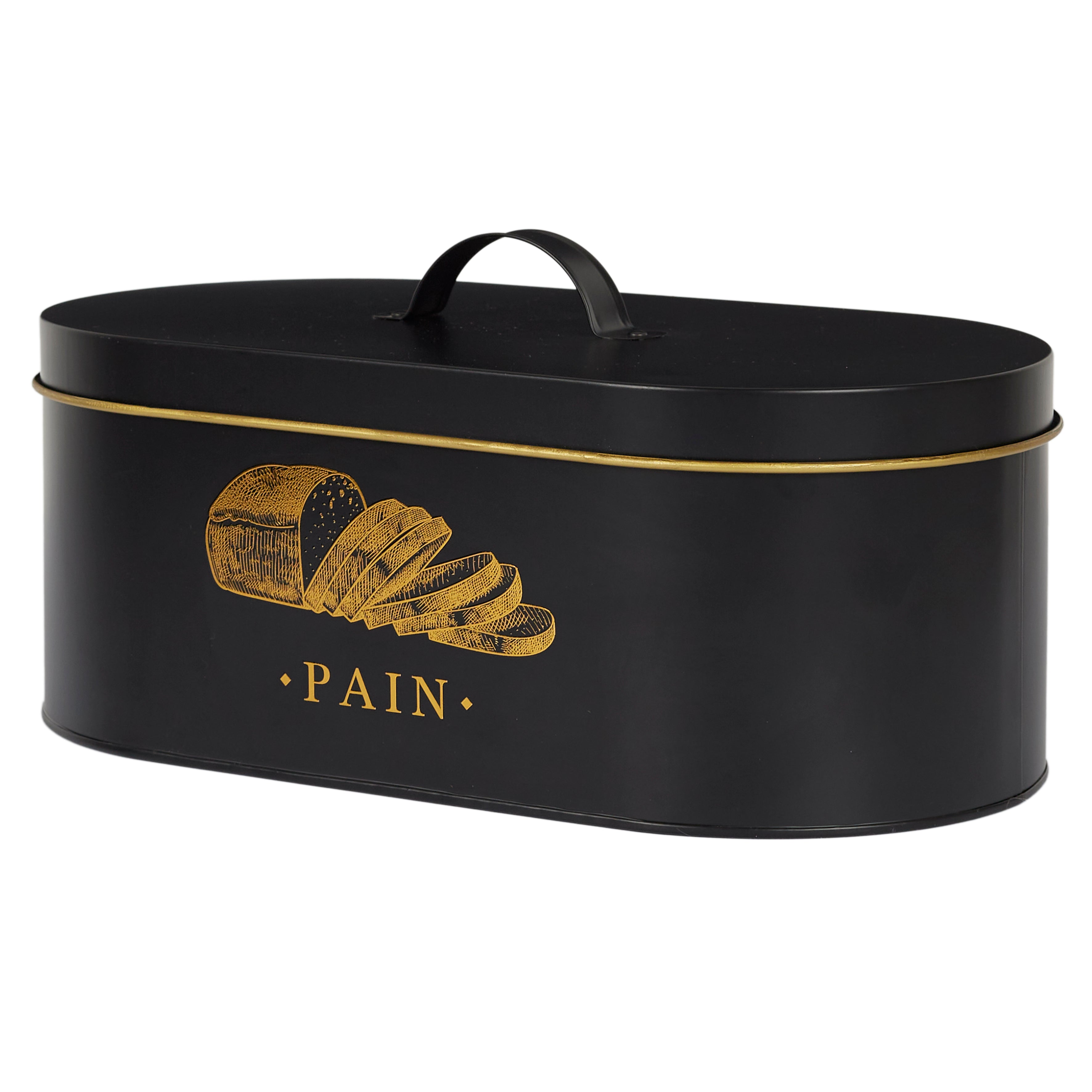 BOITE METAL NOIR ET DORE PAIN