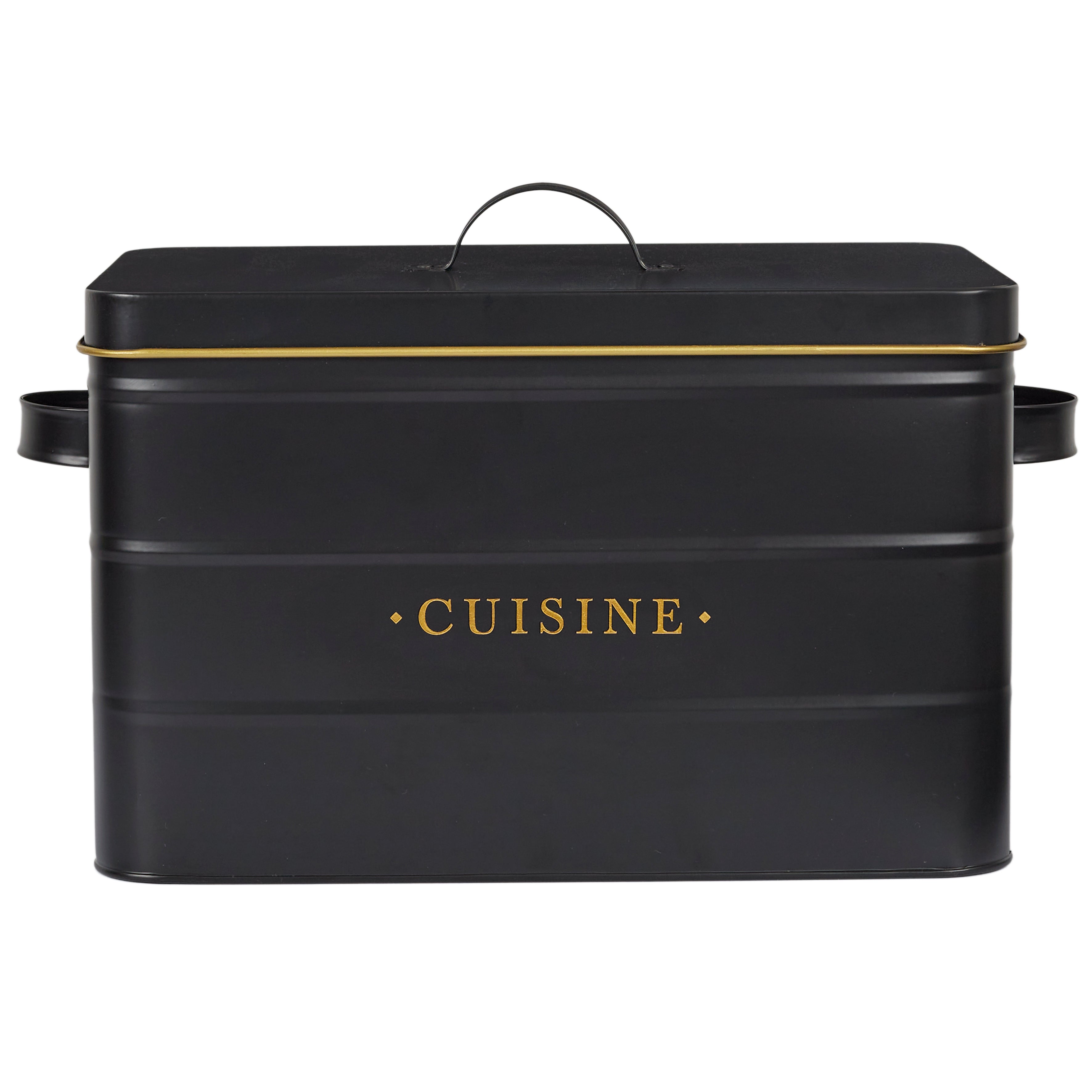 BOITE METAL NOIR ET DORE CUISINE