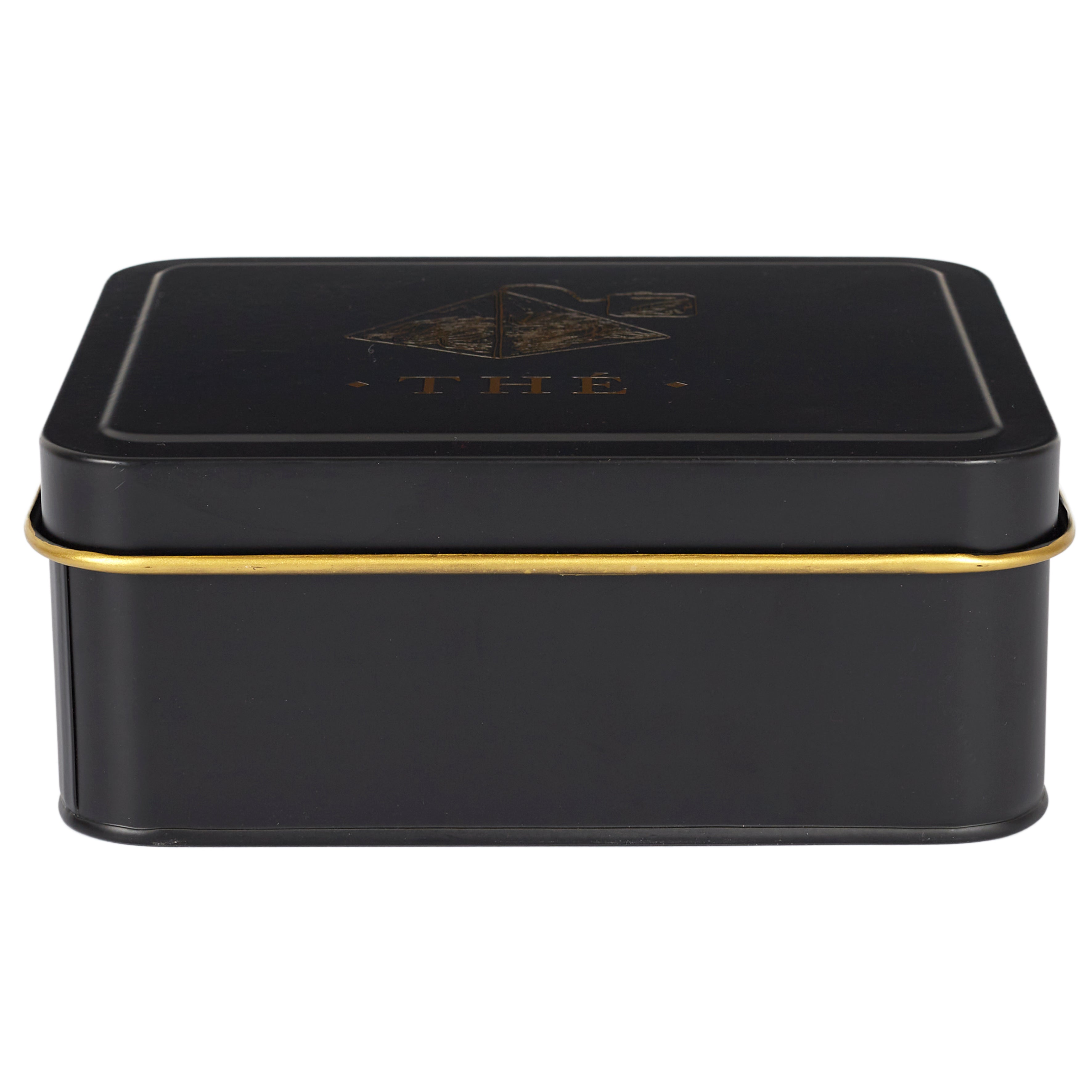 BOITE METAL NOIR ET DORE SACHET DE THE