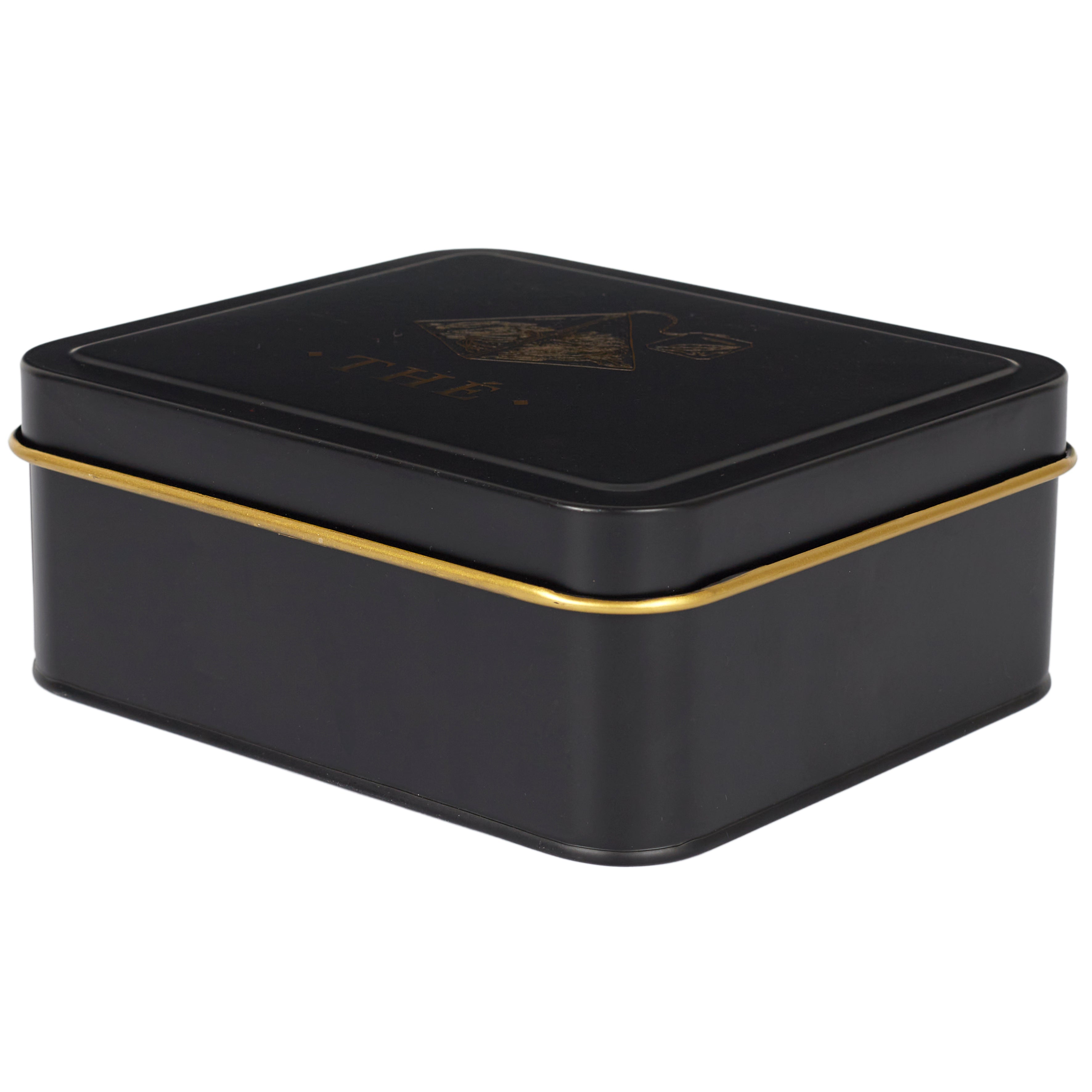 BOITE METAL NOIR ET DORE SACHET DE THE