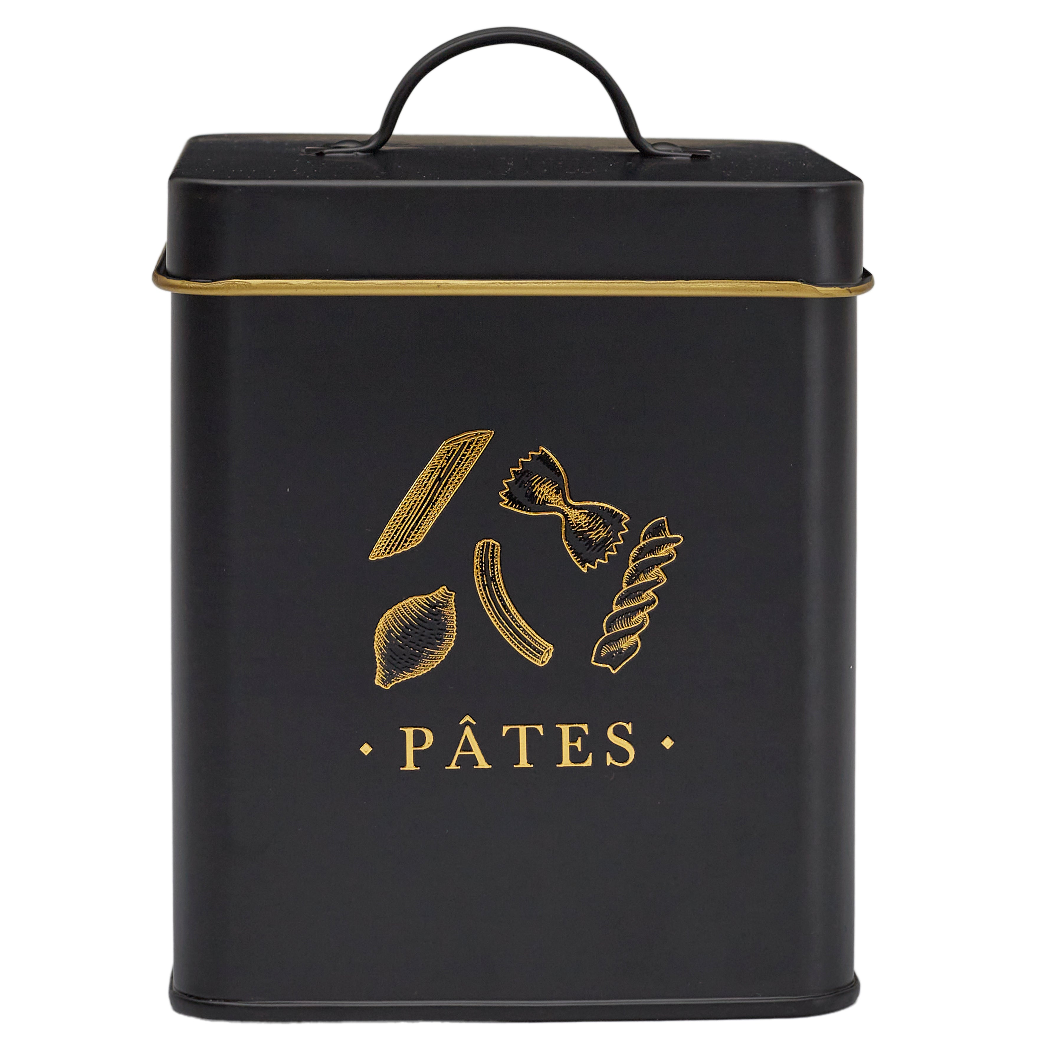 BOITE METAL NOIR ET DORE PATES