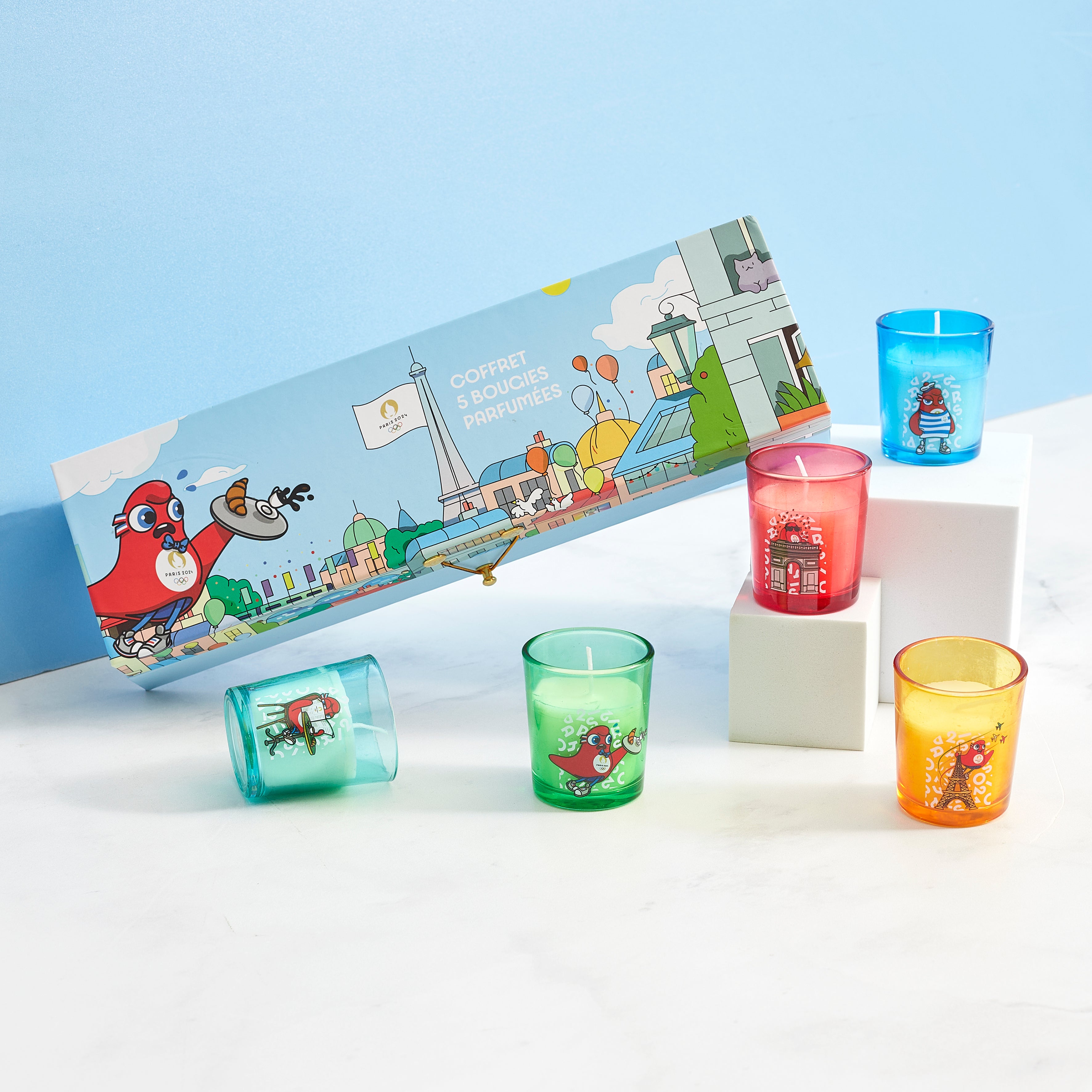 BOUGIE MASCOTTE A LA FRANCAISE X5 EN COFFRET