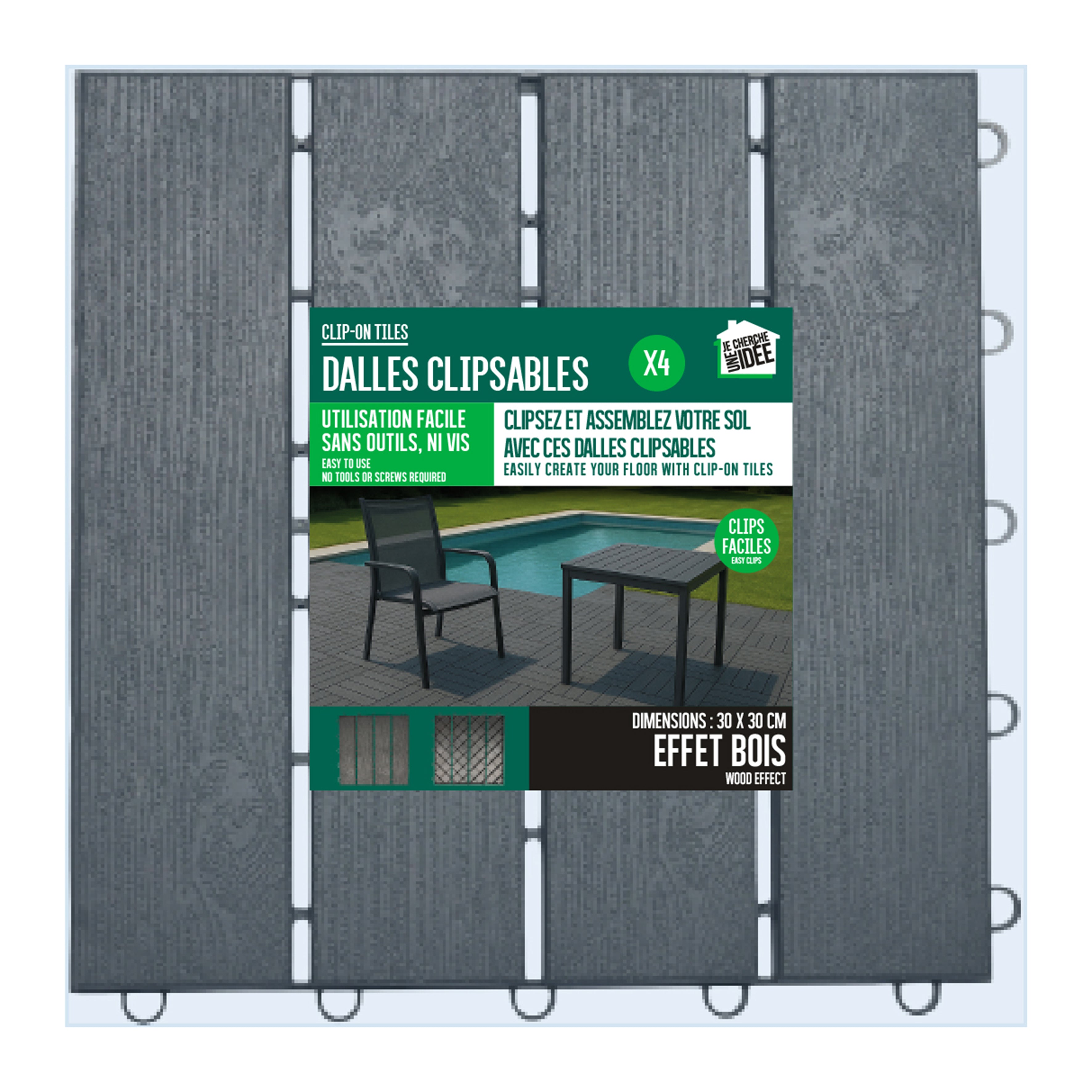 DALLES CLIPSABLES 30X30CM X4