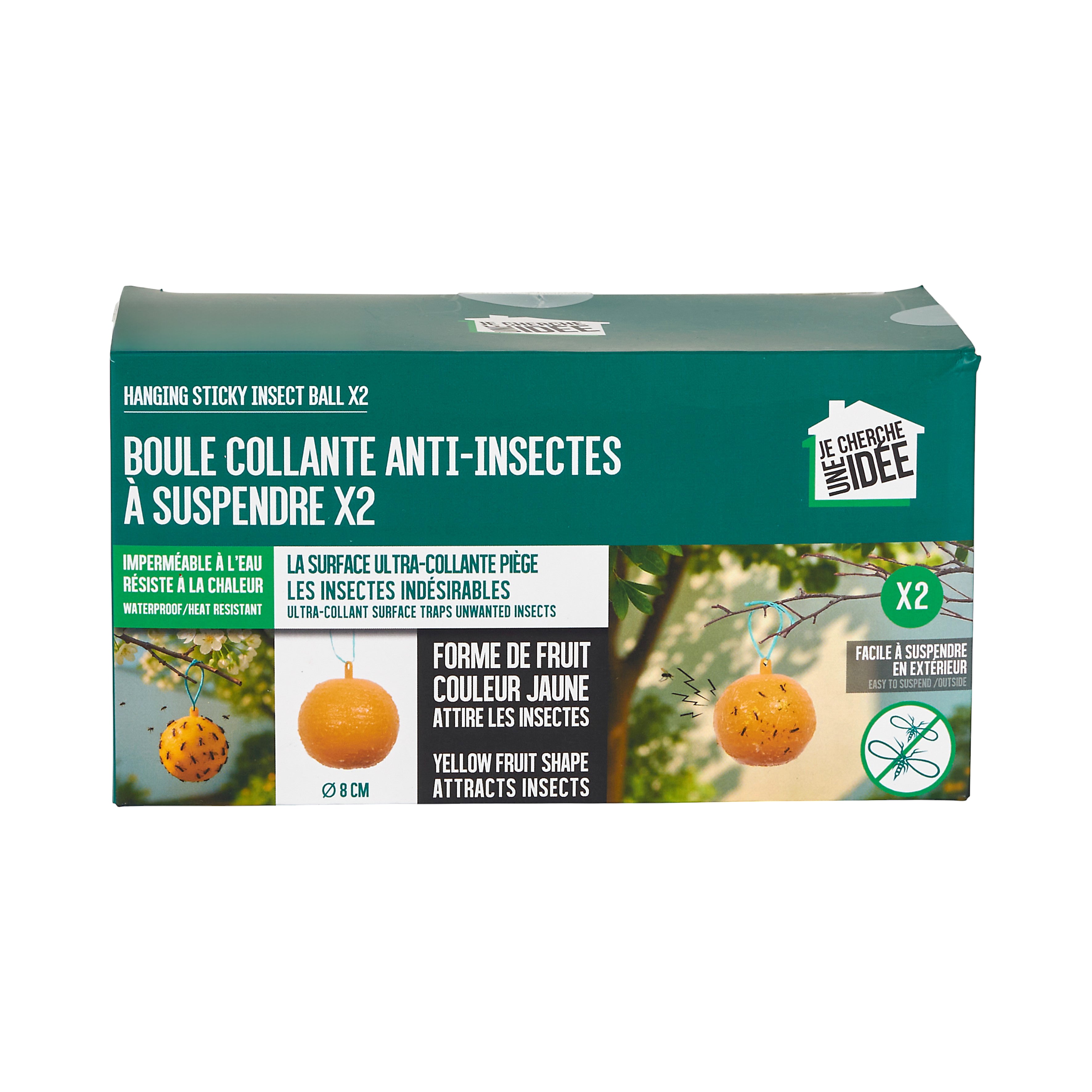 BOULE COLLANTE ANTI INSECTE A SUSPENDRE X2