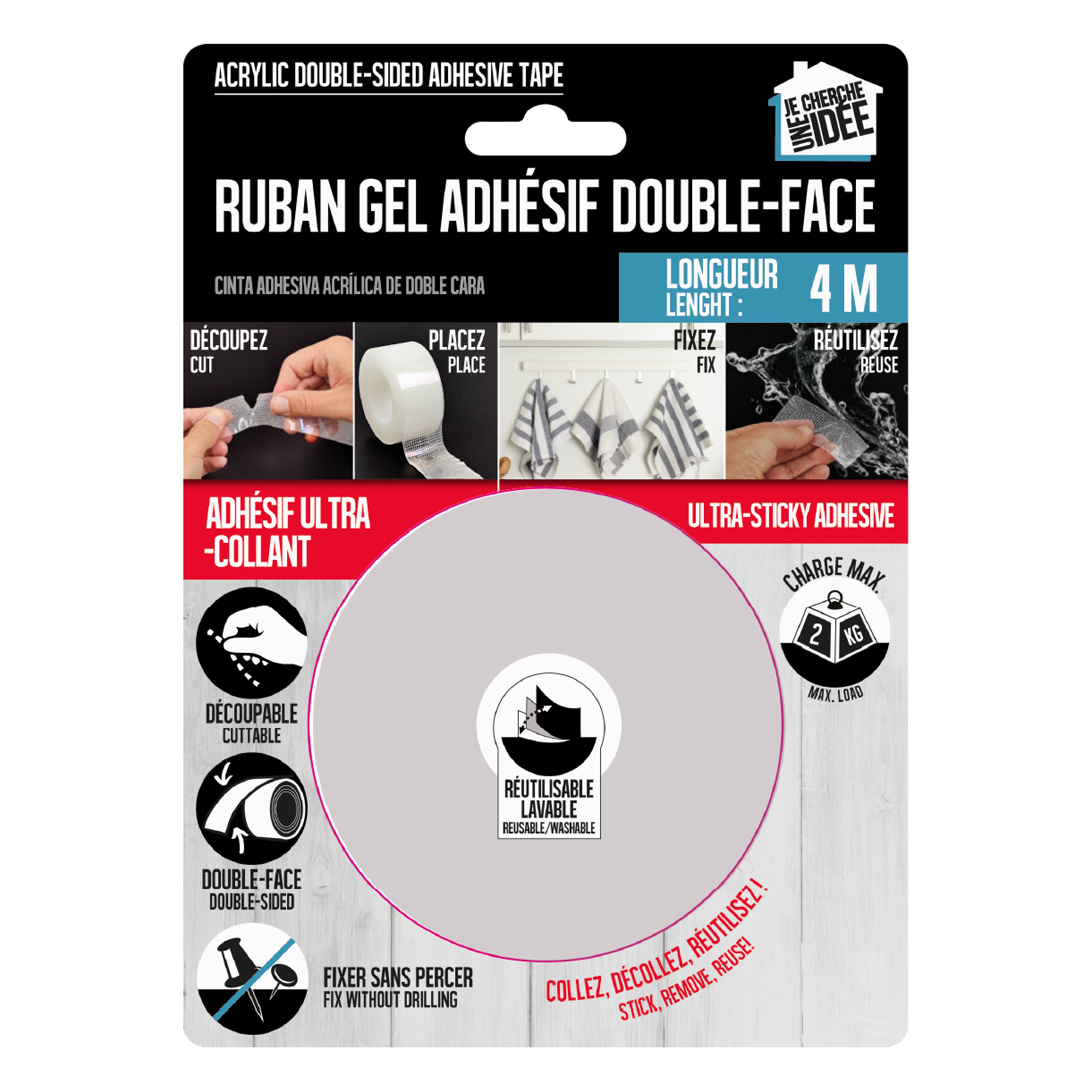 RUBAN ADHESIF DOUBLE FACE 4M