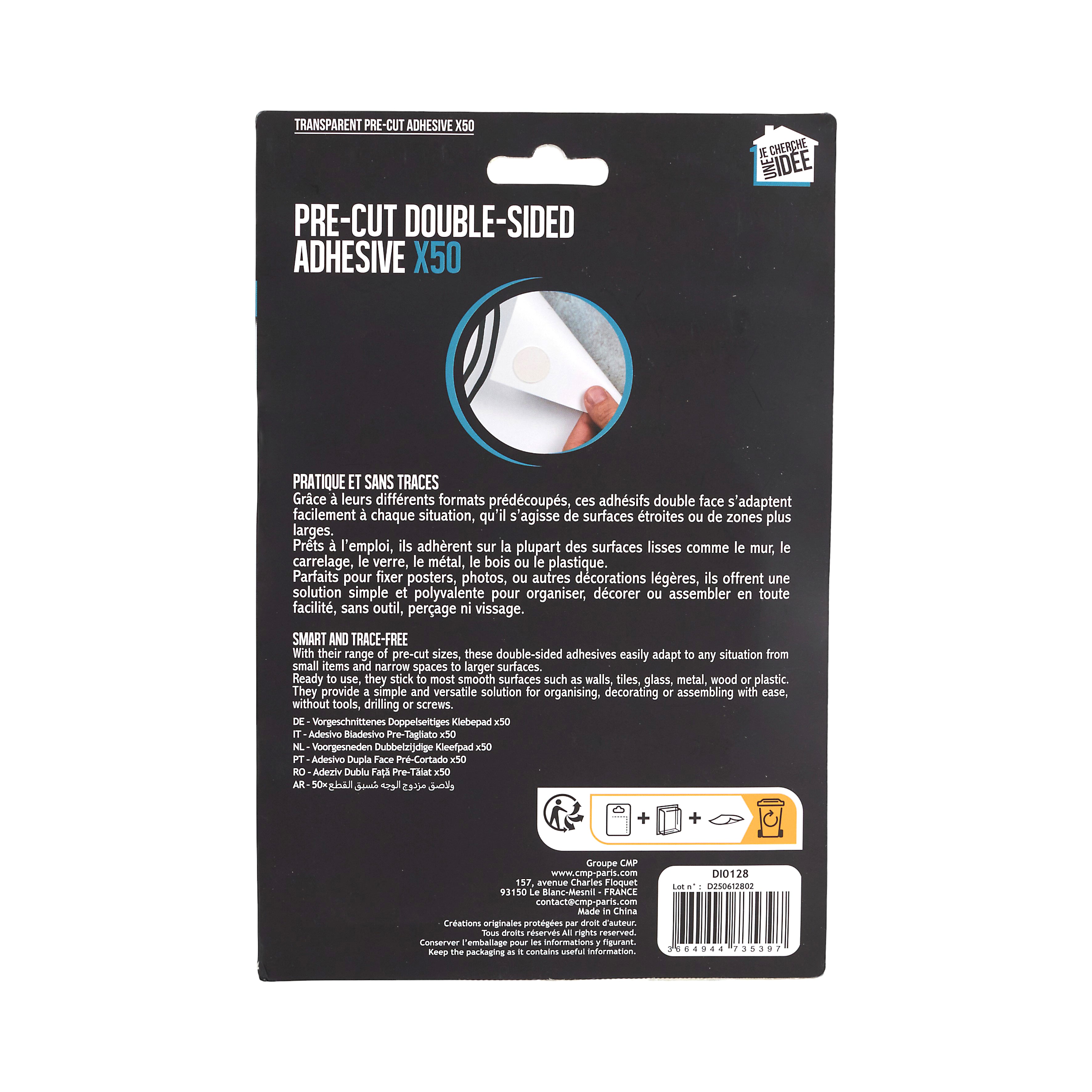 ADHESIF DOUBLE FACE PREDECOUPE X50PCS